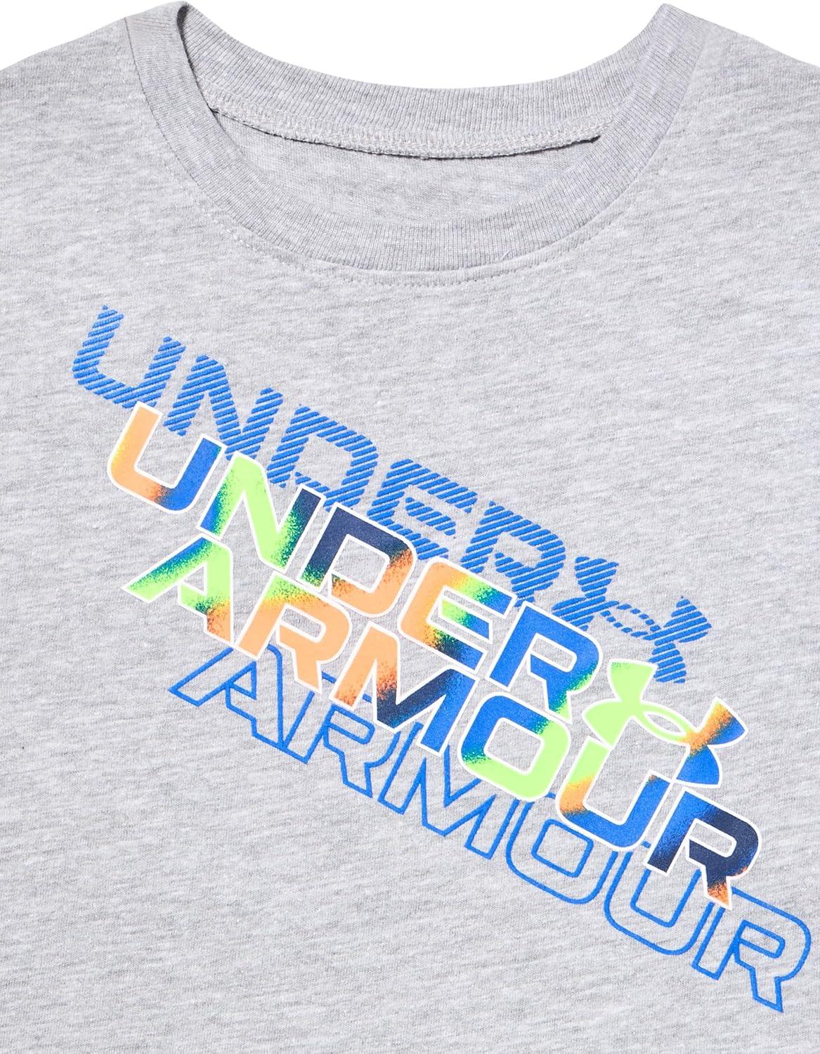 imageUnder Armour Boys Classic Core Logo TShirt Wordmark Print ampamp Baseball Designs Crew NeckMod Gray  Print Fill Ss