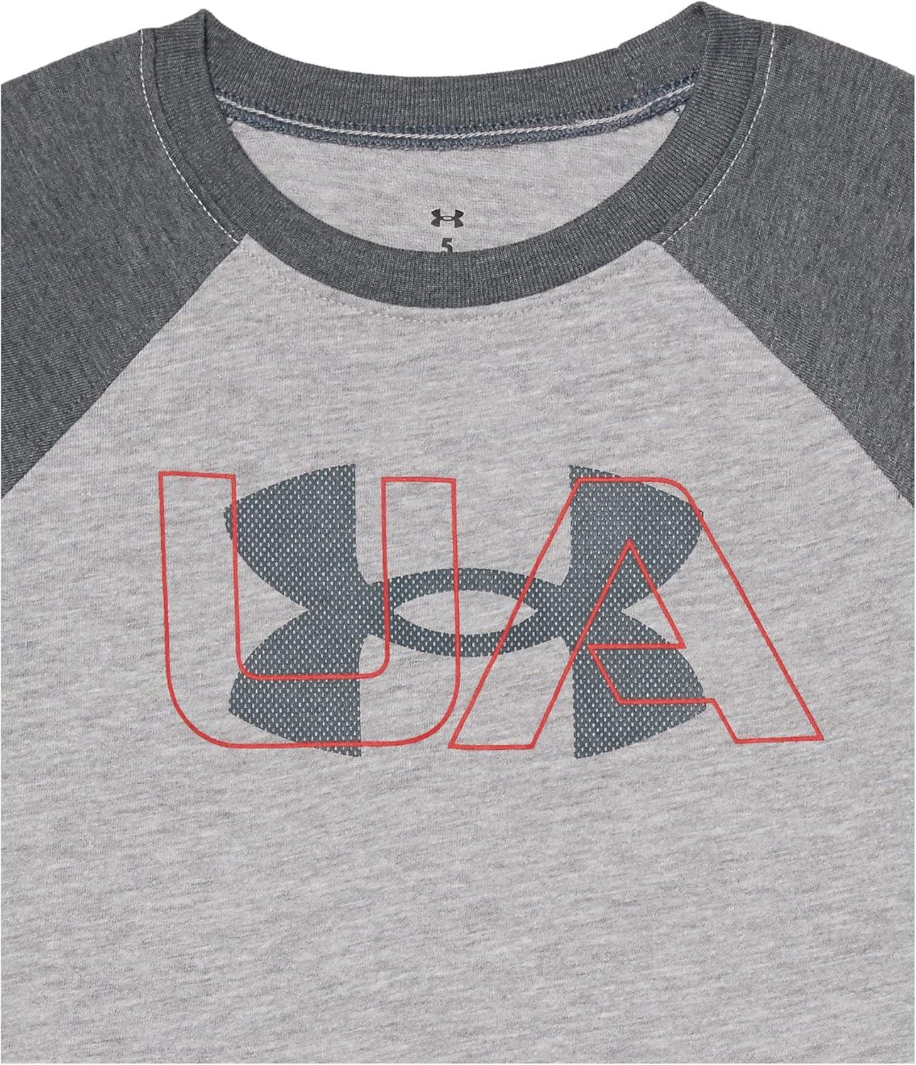 imageUnder Armour Boys Classic Core Logo TShirt Wordmark Print ampamp Baseball Designs Crew NeckMod Gray Raglan