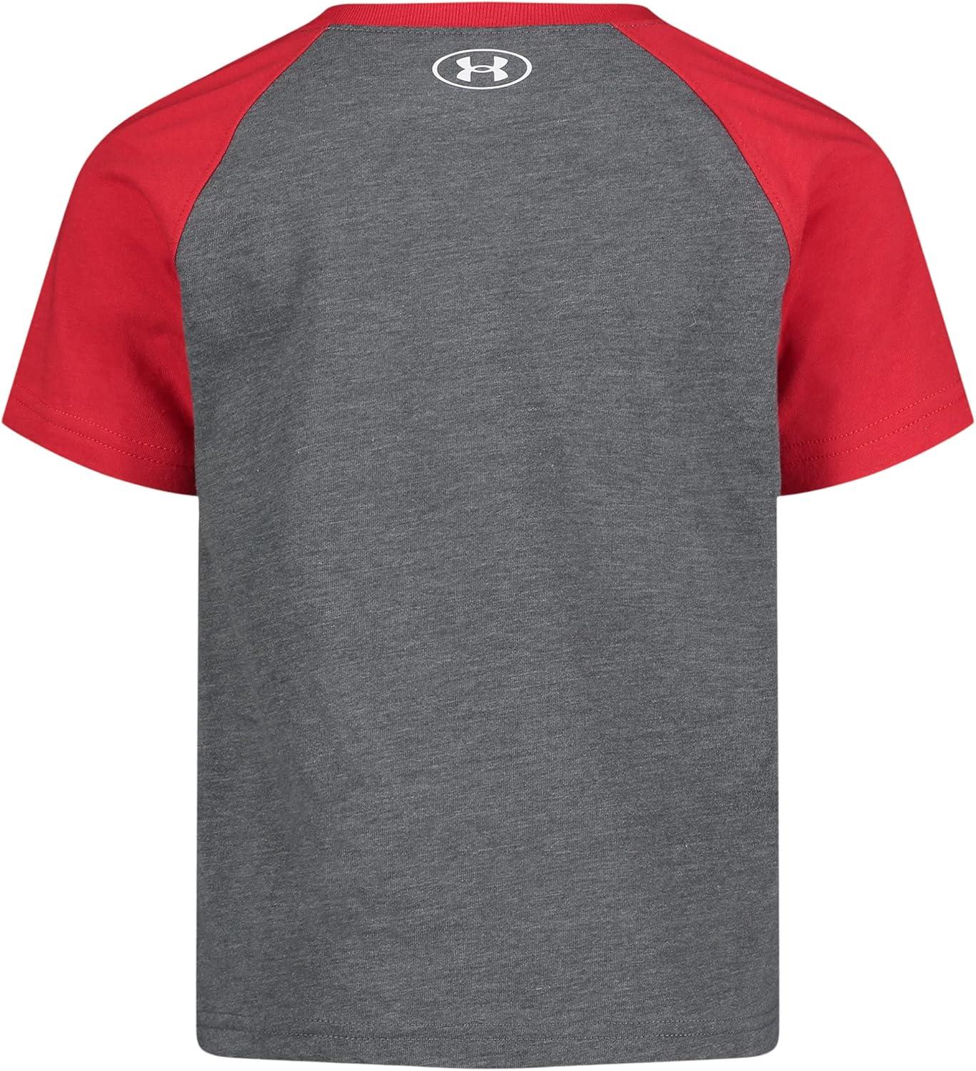 imageUnder Armour Boys Classic Core Logo TShirt Wordmark Print ampamp Baseball Designs Crew NeckPitch Gray Striker