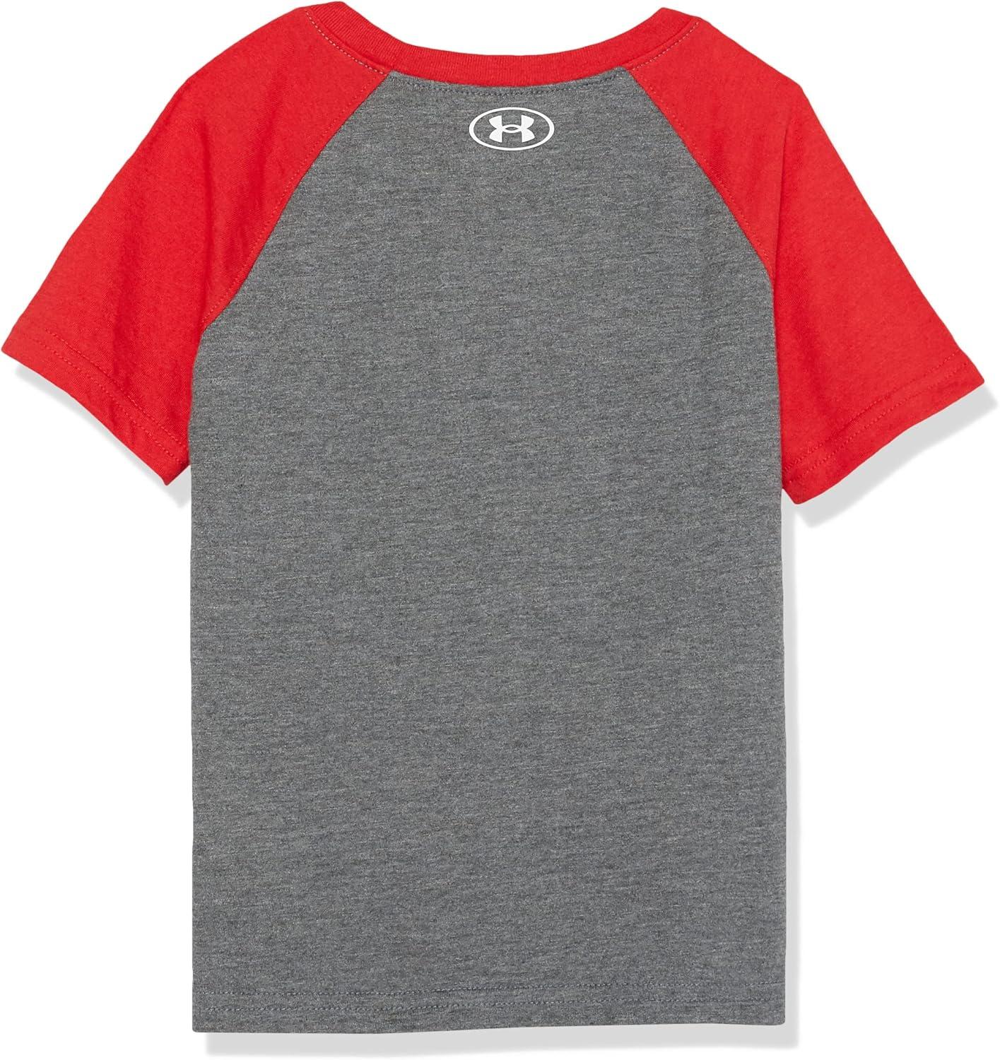 imageUnder Armour Boys Classic Core Logo TShirt Wordmark Print ampamp Baseball Designs Crew NeckPitch Gray Striker