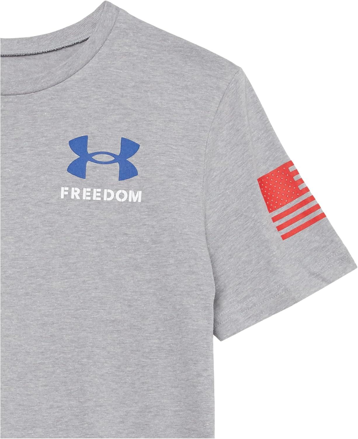 imageUnder Armour Boys New Freedom Flag TShirt036 Steel Light Heather   Red
