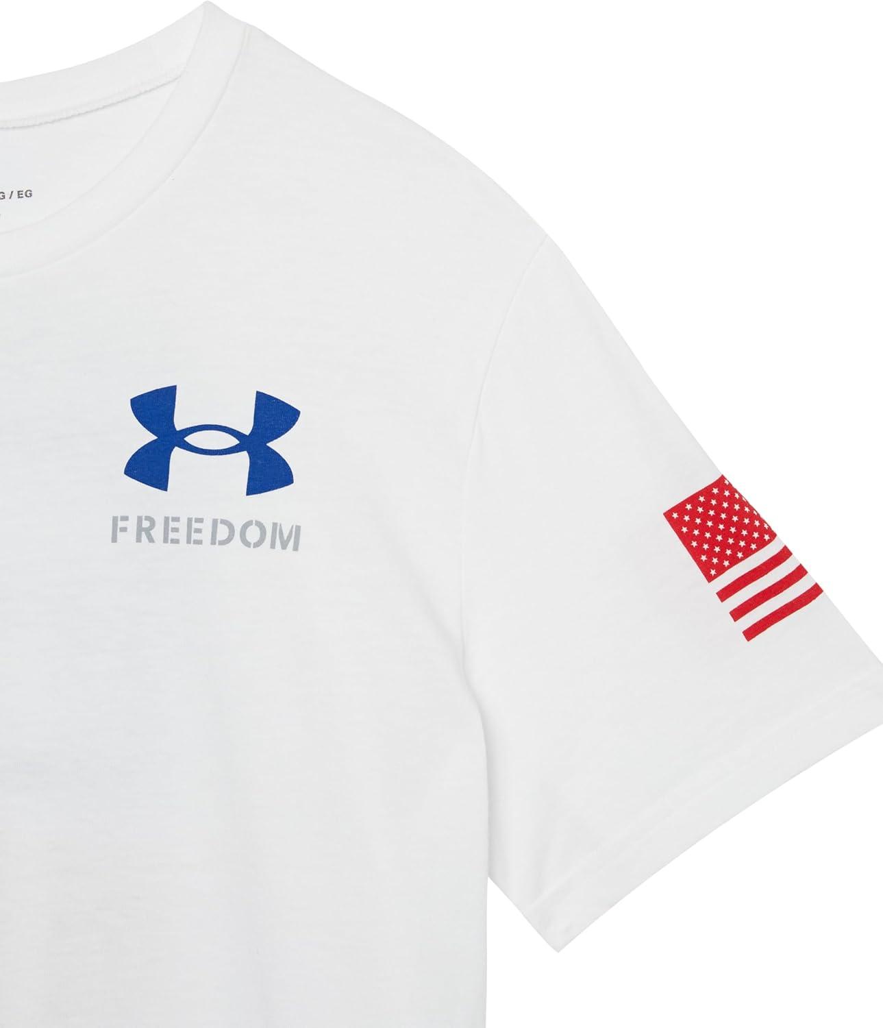 imageUnder Armour Boys New Freedom Flag TShirt100 White   Red