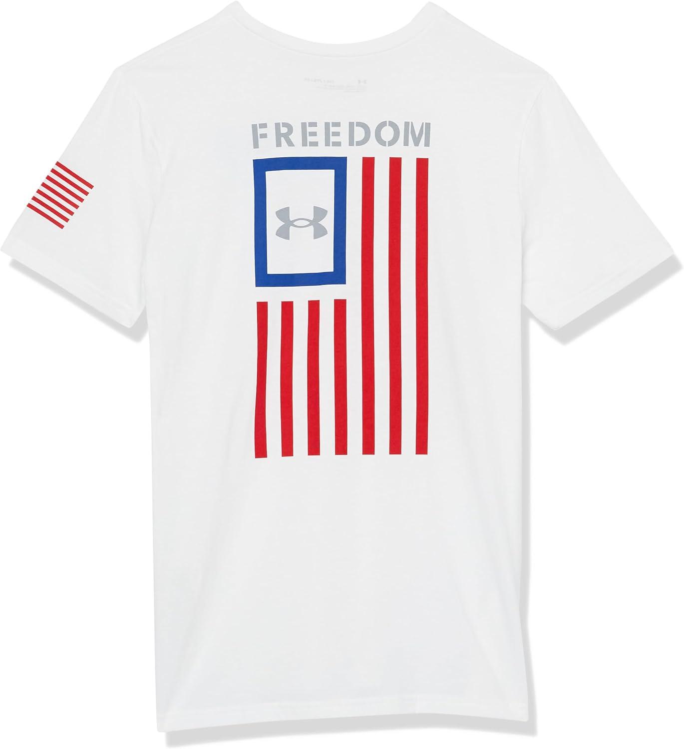 imageUnder Armour Boys New Freedom Flag TShirt100 White   Red