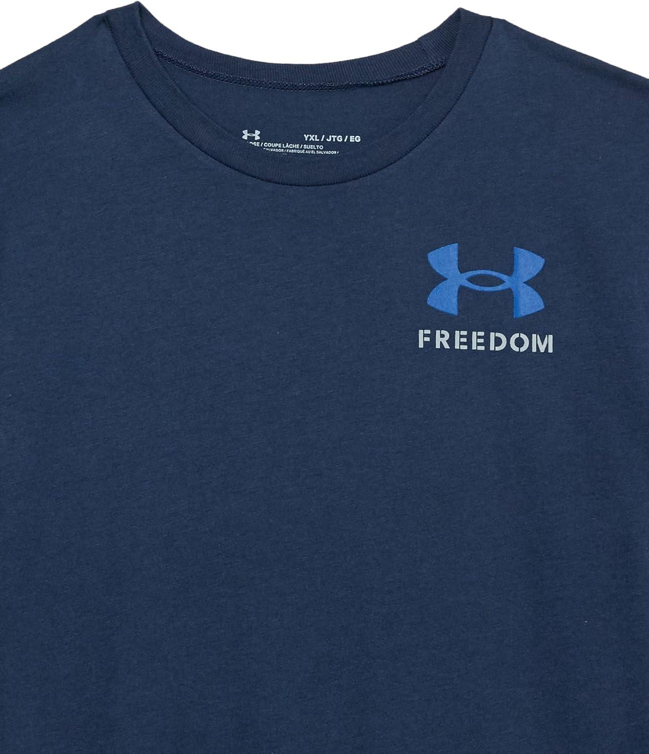 imageUnder Armour Boys New Freedom Flag TShirt408 Academy  Steel  Red