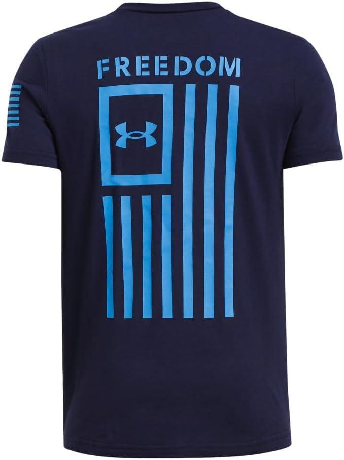 imageUnder Armour Boys New Freedom Flag TShirt410 Midnight Navy   Viral Blue