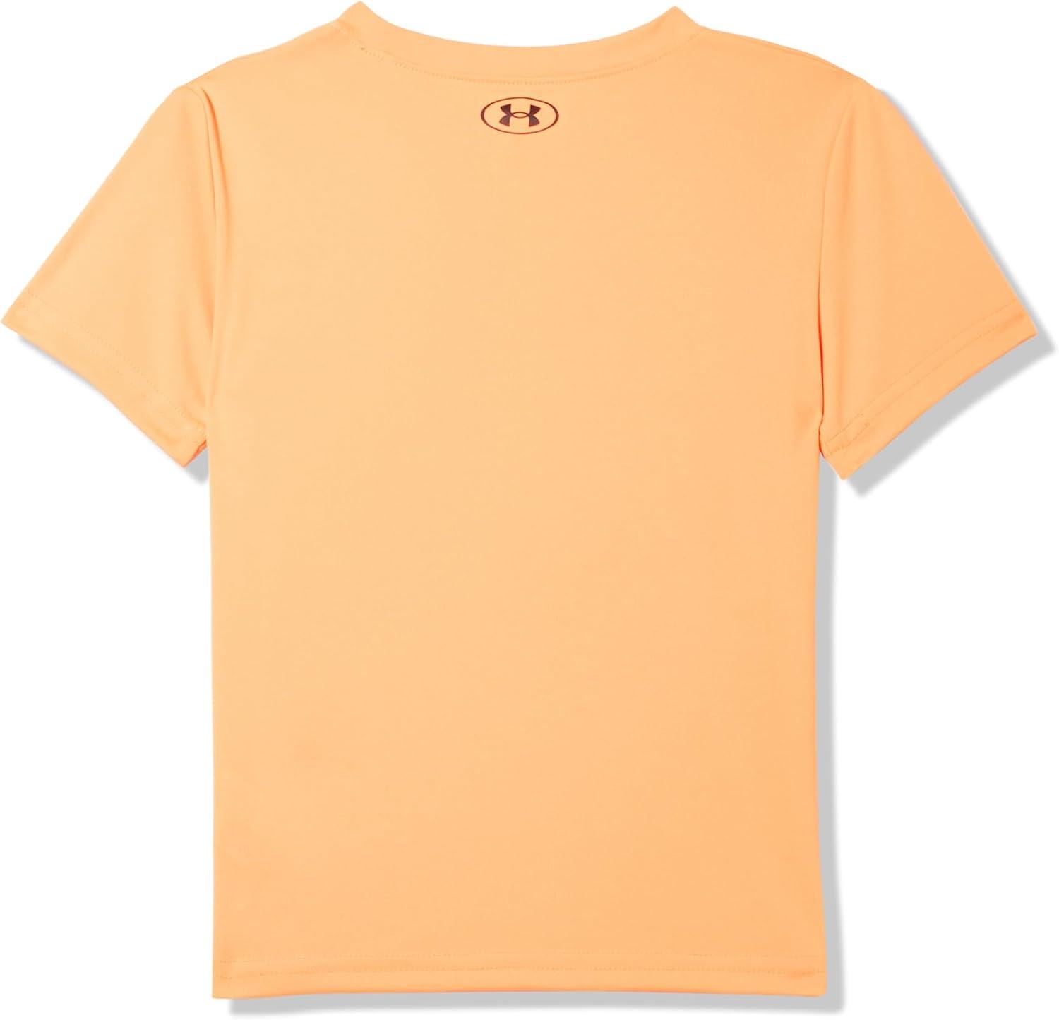 imageUnder Armour Boys Shirt Crewneck Lightweight and BreathableBlaze Orange  Tech Logo Tilt Ss