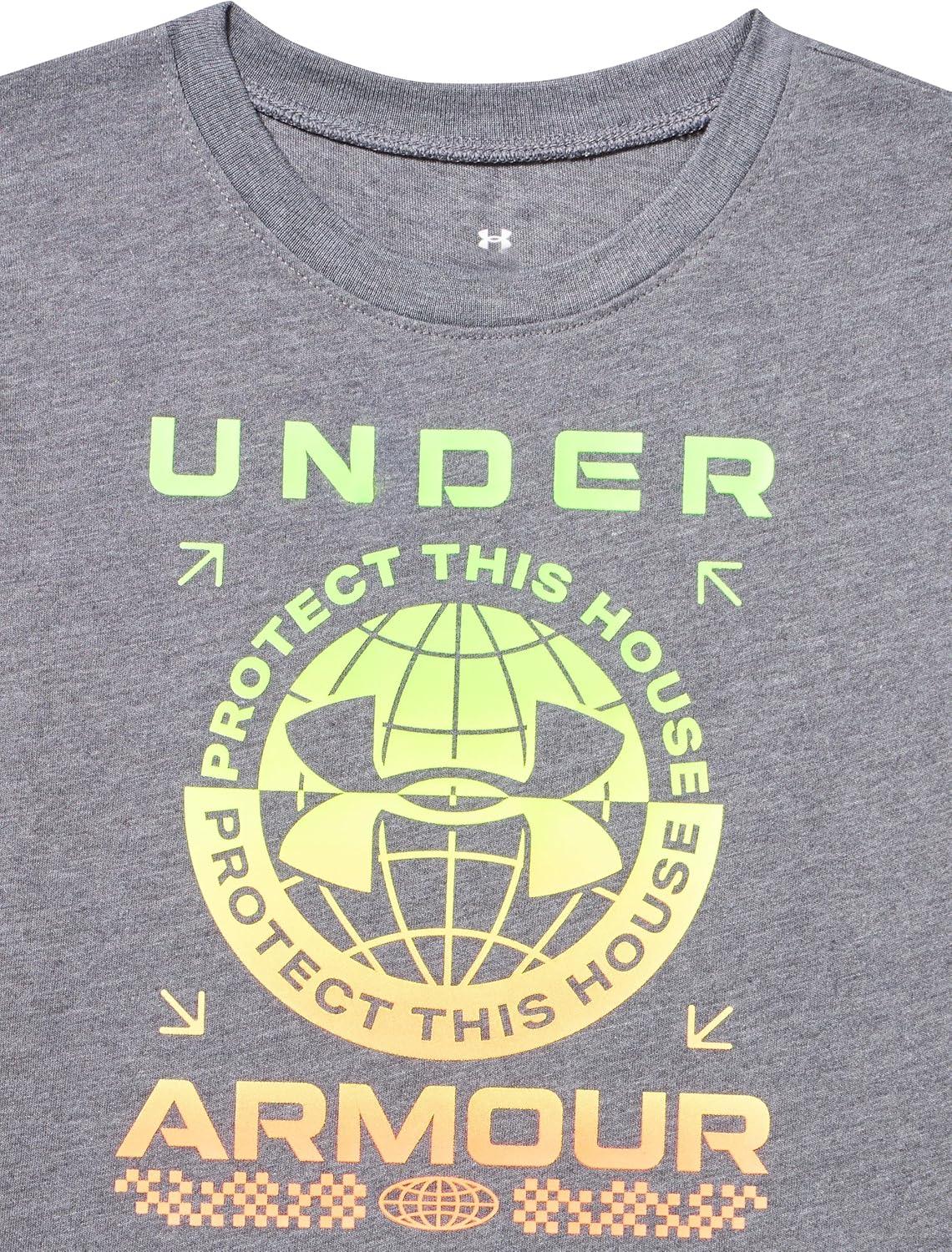 imageUnder Armour Boys Shirt Crewneck Lightweight and BreathableCastlerock  Rave Logo Ss