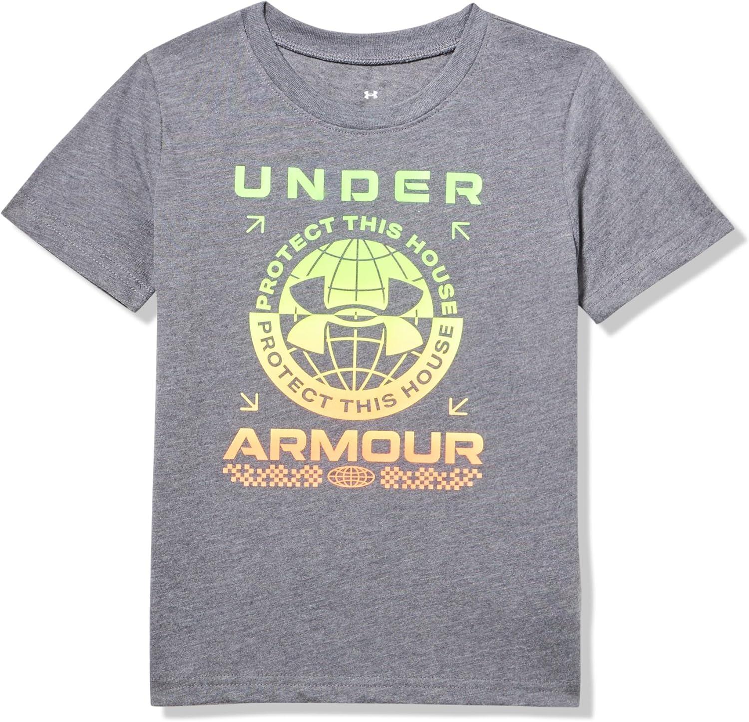imageUnder Armour Boys Shirt Crewneck Lightweight and BreathableCastlerock  Rave Logo Ss