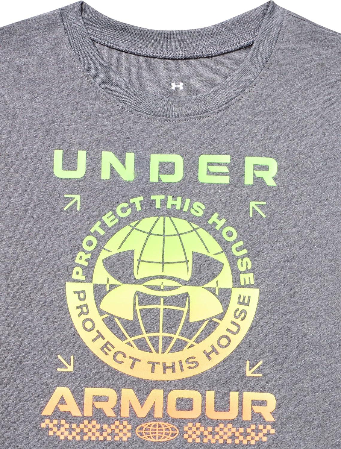 imageUnder Armour Boys Shirt Crewneck Lightweight and BreathableCastlerock  Rave Logo Ss