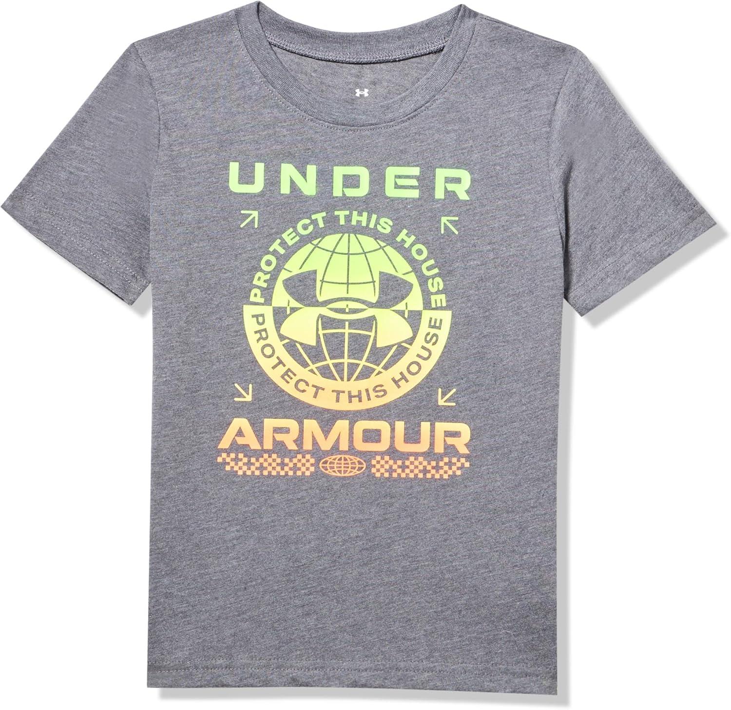 imageUnder Armour Boys Shirt Crewneck Lightweight and BreathableCastlerock  Rave Logo Ss