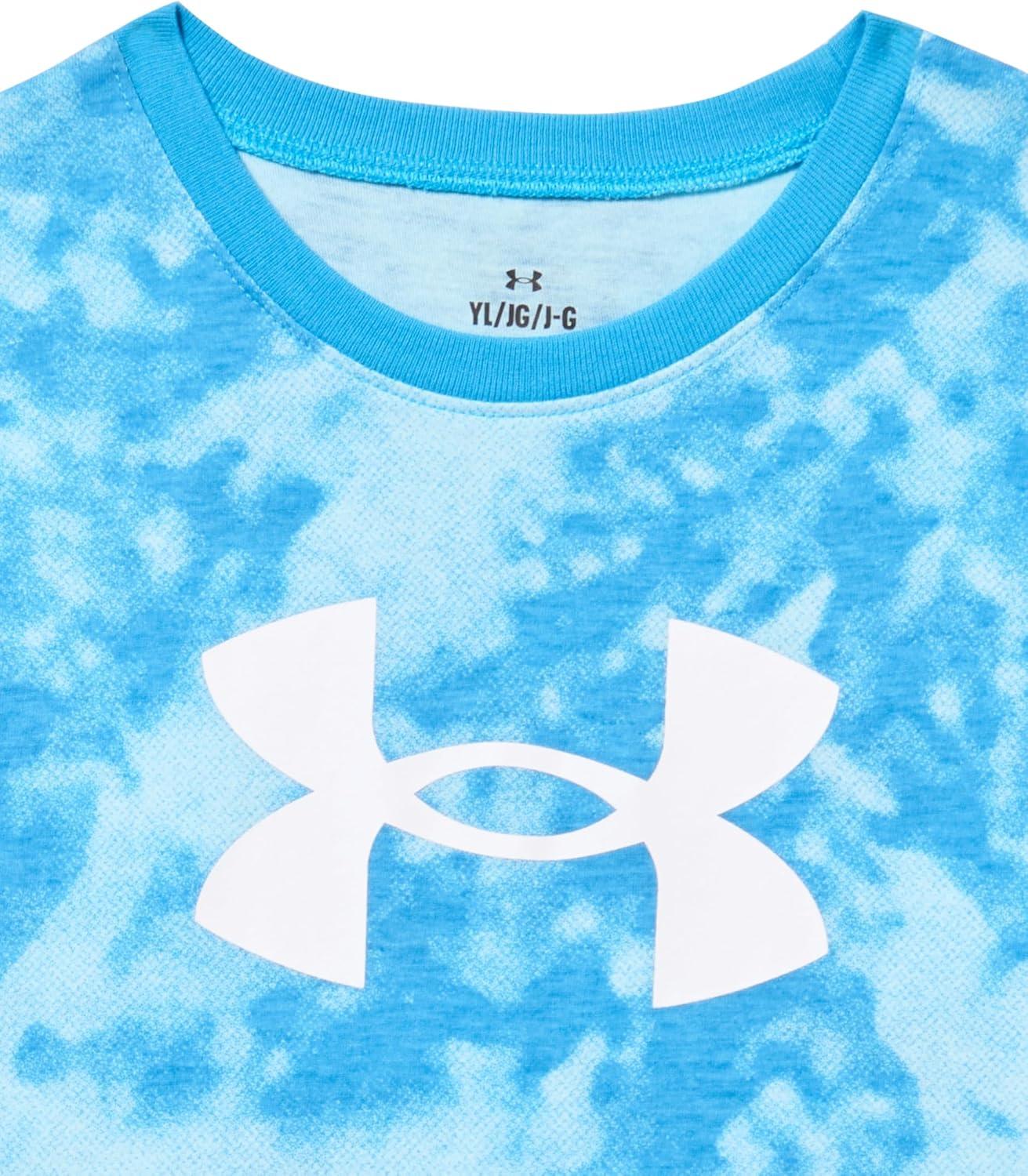 imageUnder Armour Boys Shirt Crewneck Lightweight and BreathableEther Blue Half Tone Logo