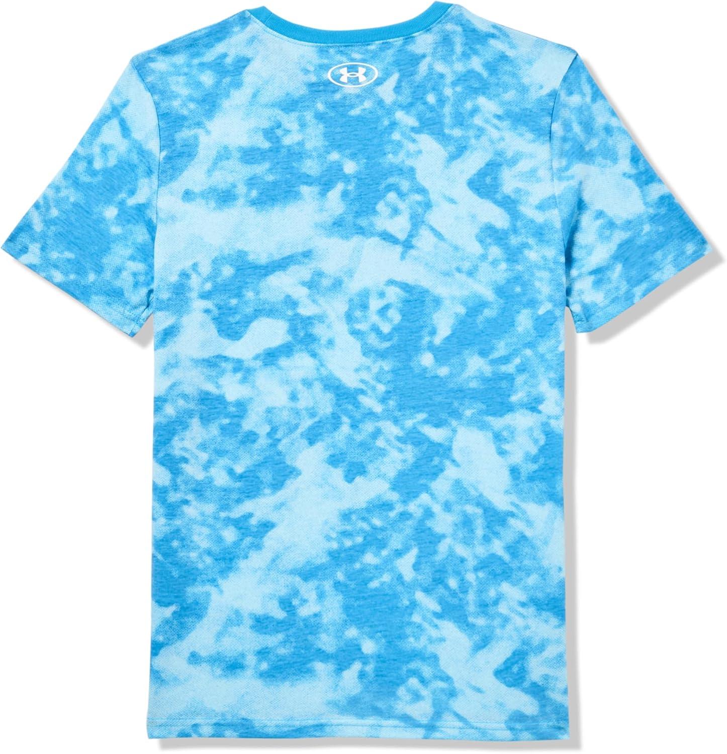 imageUnder Armour Boys Shirt Crewneck Lightweight and BreathableEther Blue Half Tone Logo