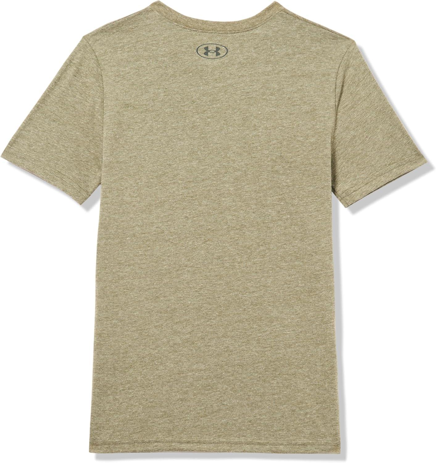 imageUnder Armour Boys Shirt Crewneck Lightweight and BreathableMarine Od Green Stacked Logo