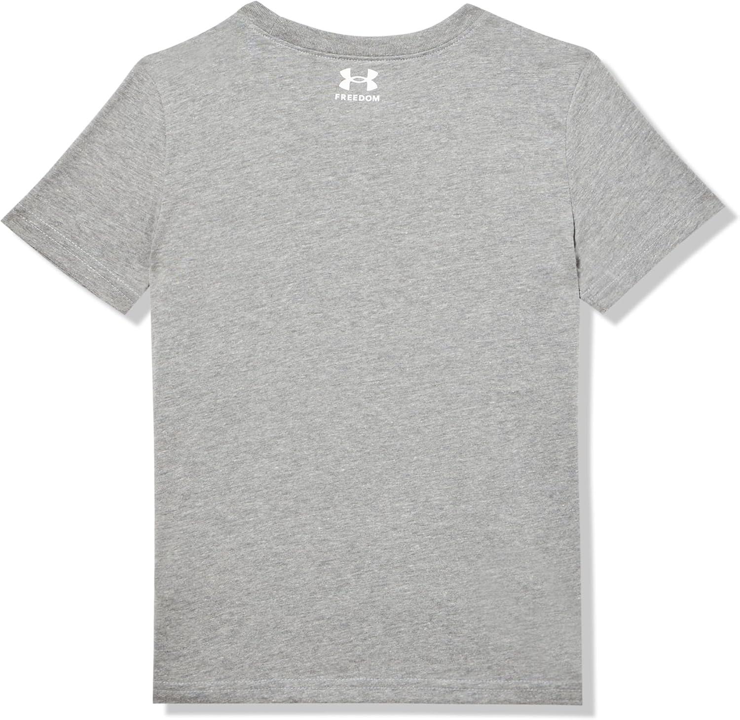 imageUnder Armour Boys Shirt Crewneck Lightweight and BreathablePitch Gray  Freedom Icon Flag Ss