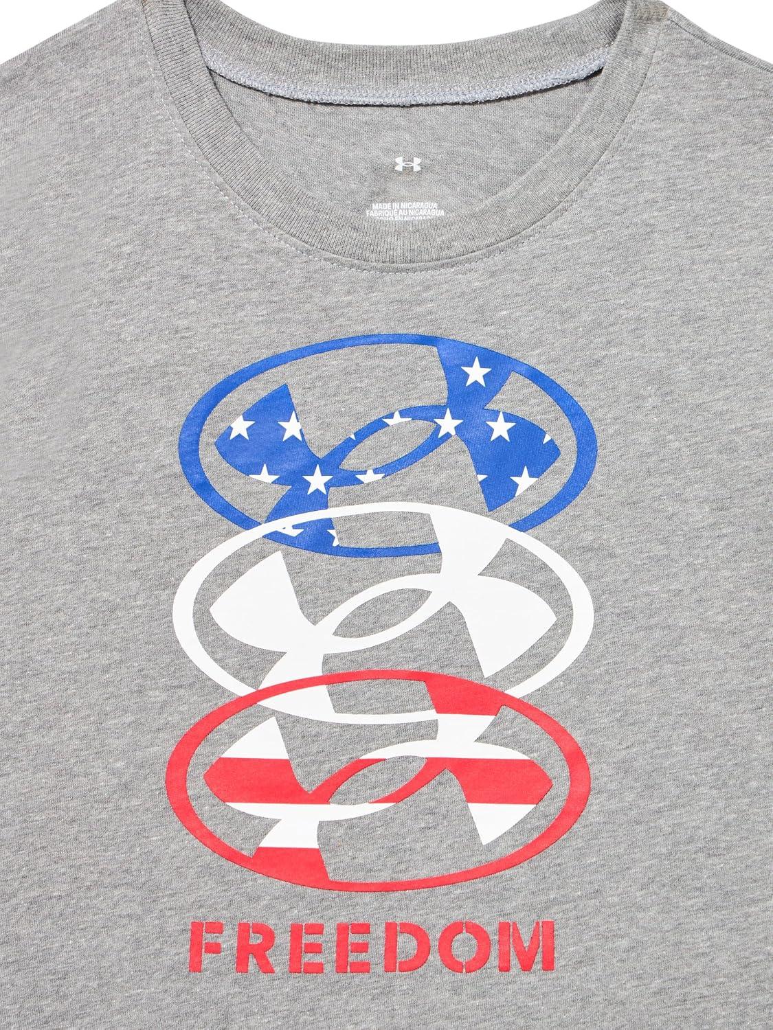 imageUnder Armour Boys Shirt Crewneck Lightweight and BreathablePitch Gray  Freedom Icon Flag Ss