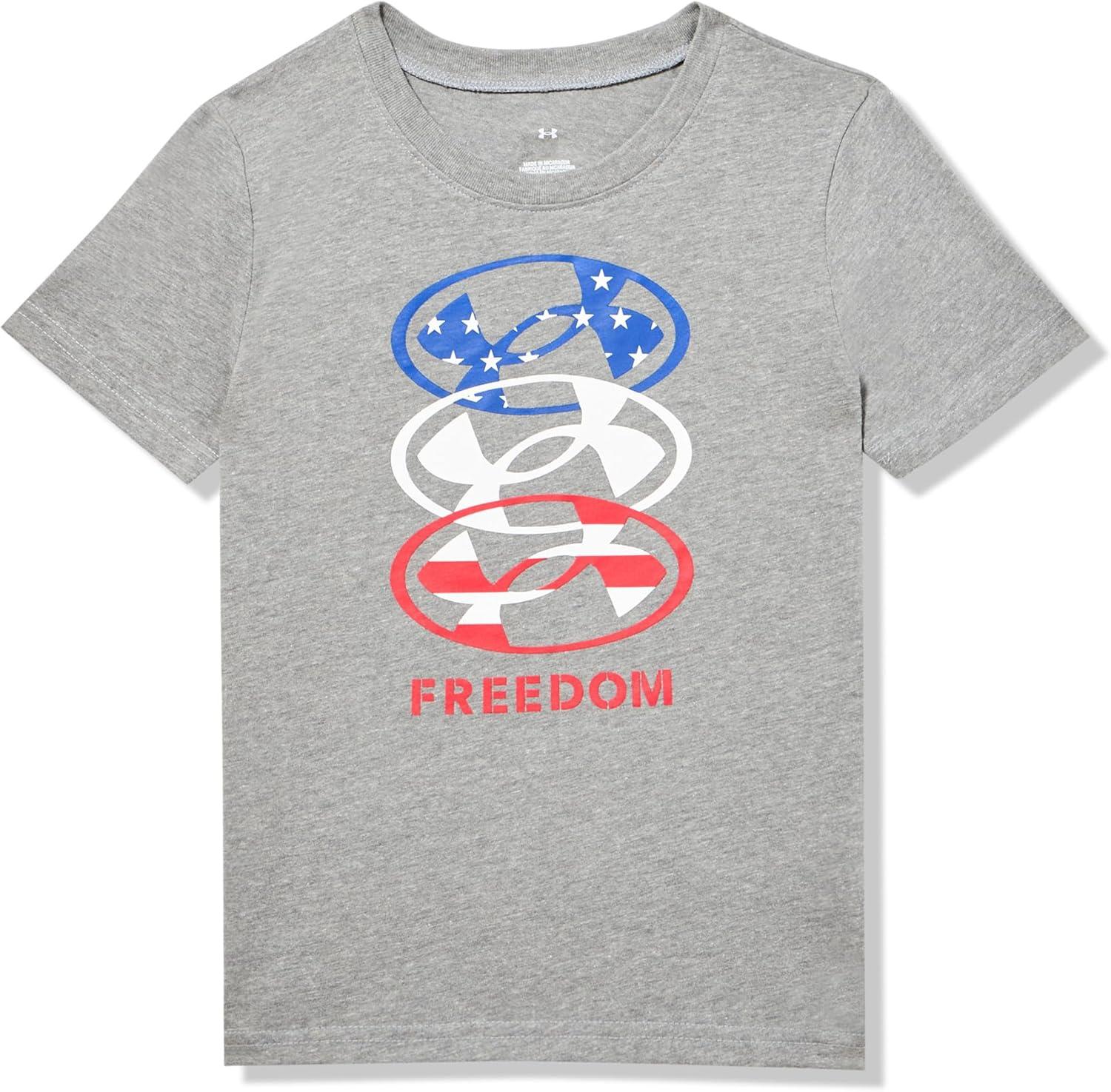 imageUnder Armour Boys Shirt Crewneck Lightweight and BreathablePitch Gray  Freedom Icon Flag Ss