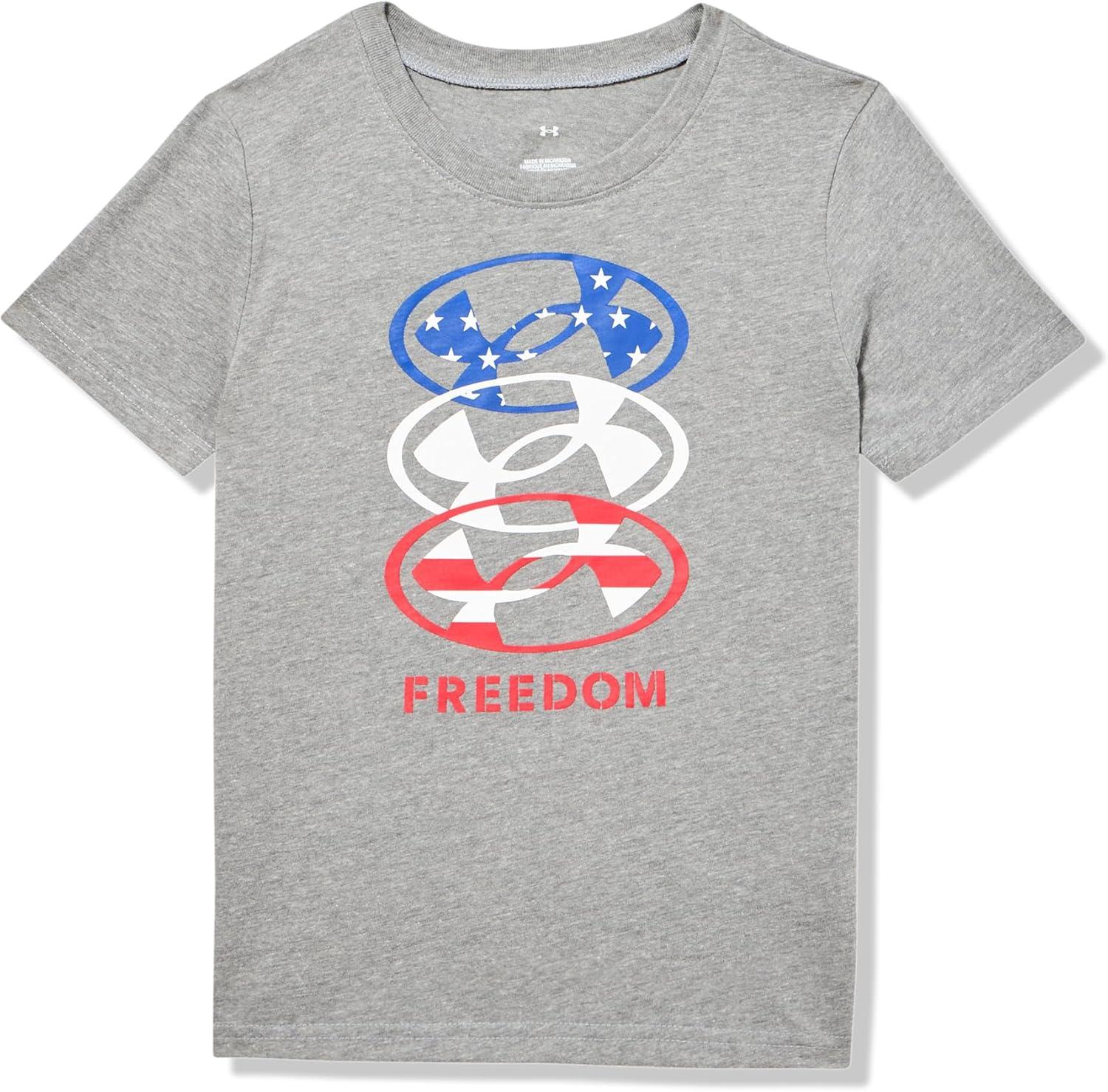 imageUnder Armour Boys Shirt Crewneck Lightweight and BreathablePitch Gray  Freedom Icon Flag Ss