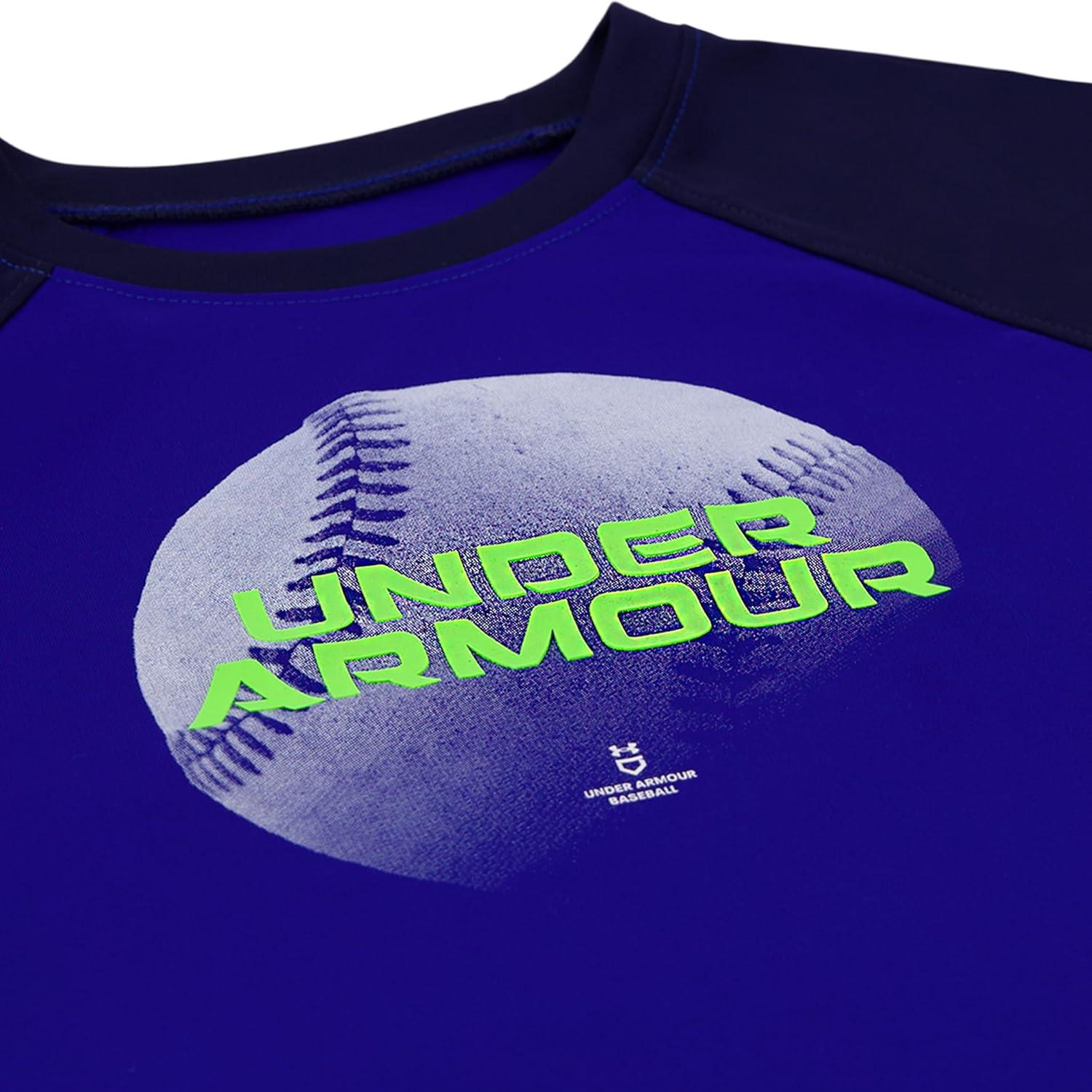 imageUnder Armour Boys Shirt Crewneck Lightweight and BreathableRoyal Baseball Raglan Tee