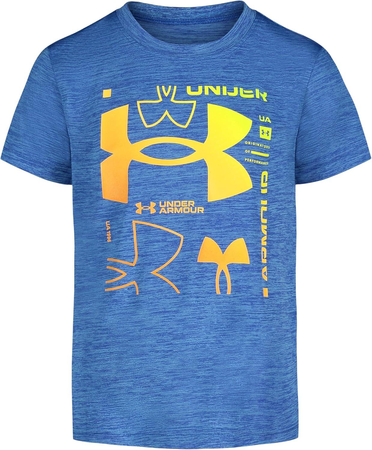 imageUnder Armour Boys Shirt Crewneck Lightweight and BreathableViral Blue Multi Logo