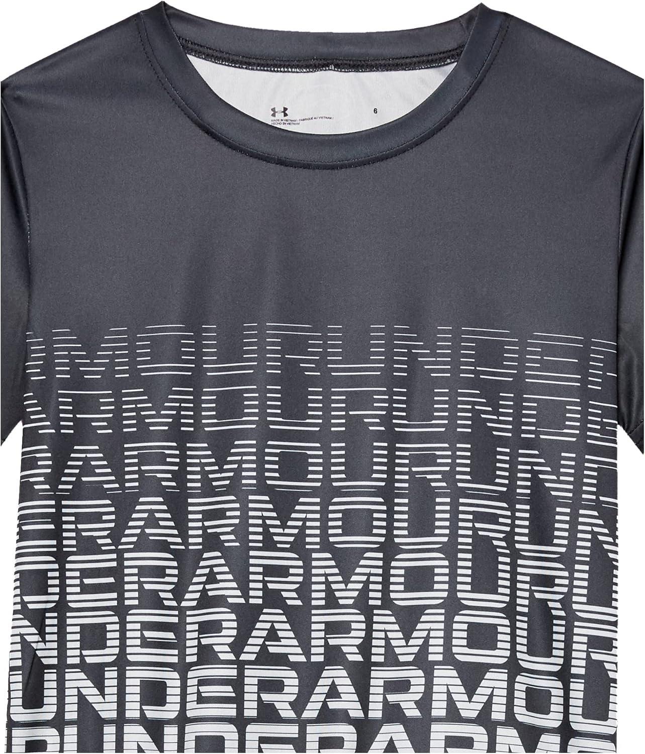 imageUnder Armour Boys Short Sleeve Shirt Crewneck Lightweight and BreathableBlack Gradient