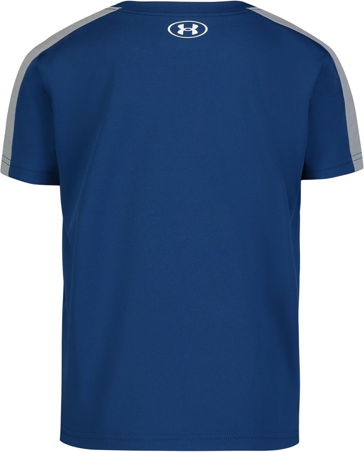 imageUnder Armour Boys Short Sleeve Shirt Crewneck Lightweight and BreathableRetro Graphite Blue