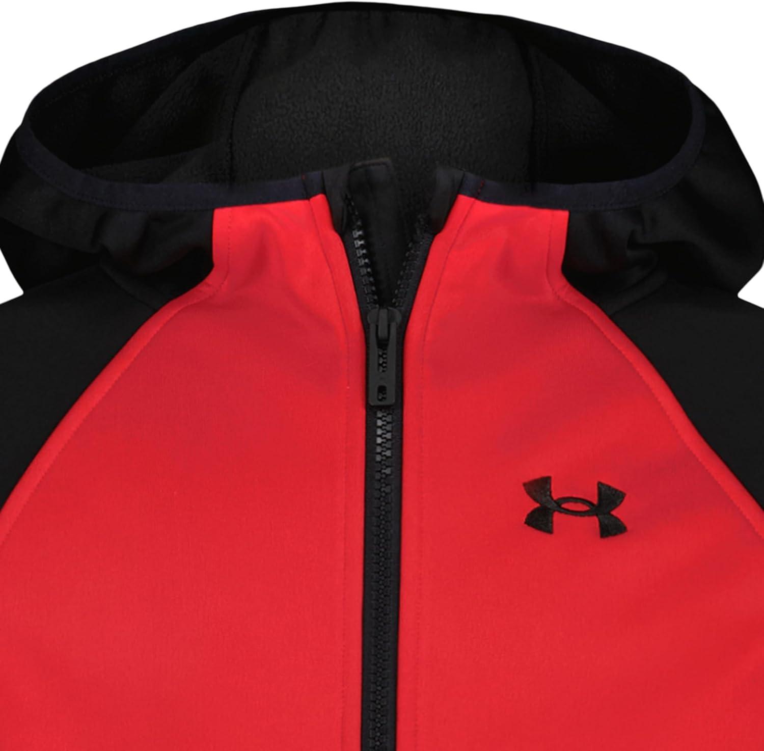 imageUnder Armour Boys Sim Softshell Jacket Hooded with Zipper Closure WaterResistant ampamp LightweightRed