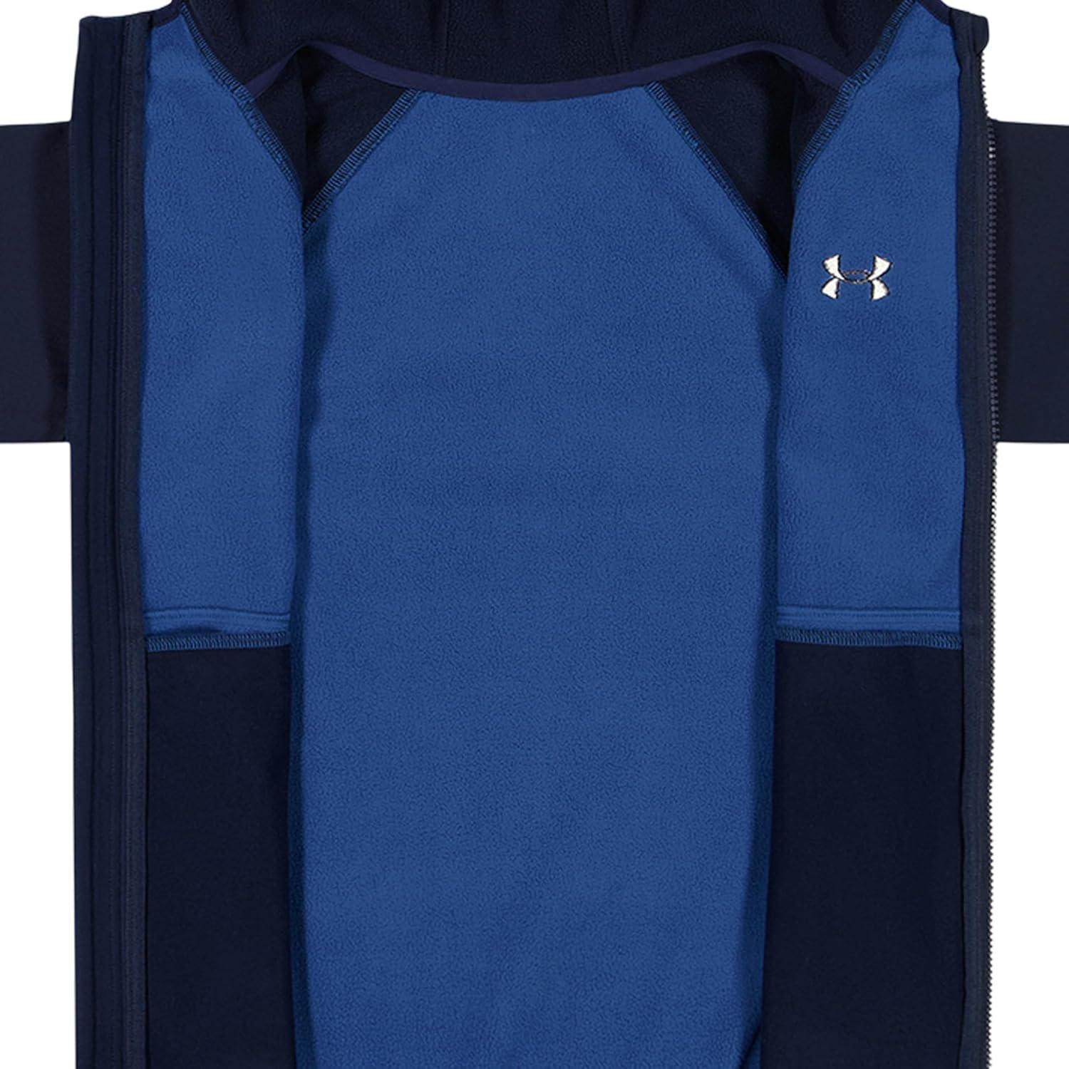 imageUnder Armour Boys Sim Softshell Jacket Hooded with Zipper Closure WaterResistant ampamp LightweightTech Blue