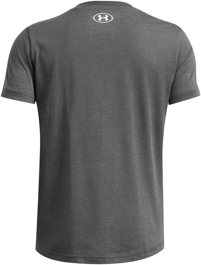 imageUnder Armour Boys Sportstyle Left Chest ShortSleeve TShirt025 Castlerock Medium Heather   White