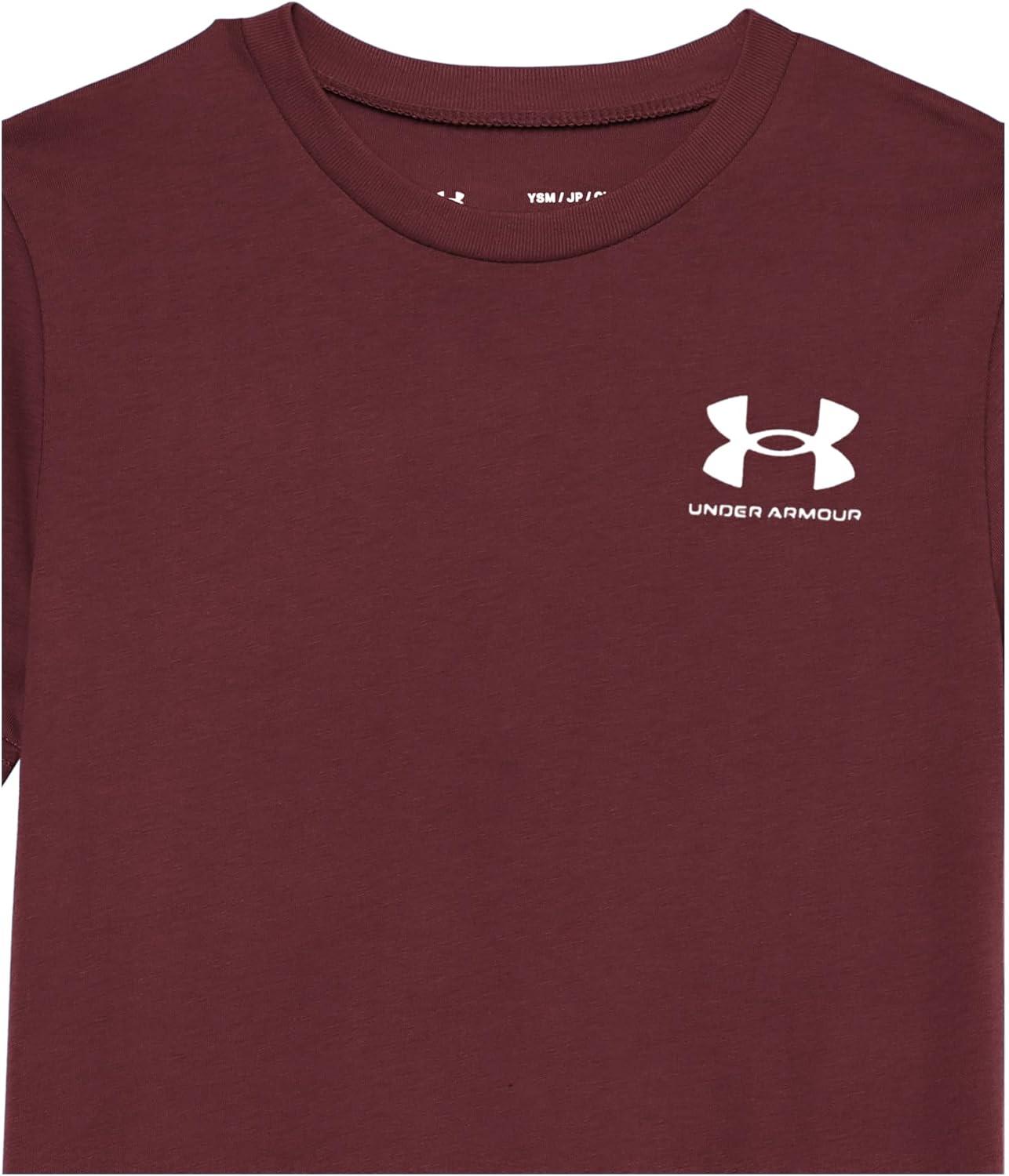 imageUnder Armour Boys Sportstyle Left Chest ShortSleeve TShirt600 Dark Maroon   White