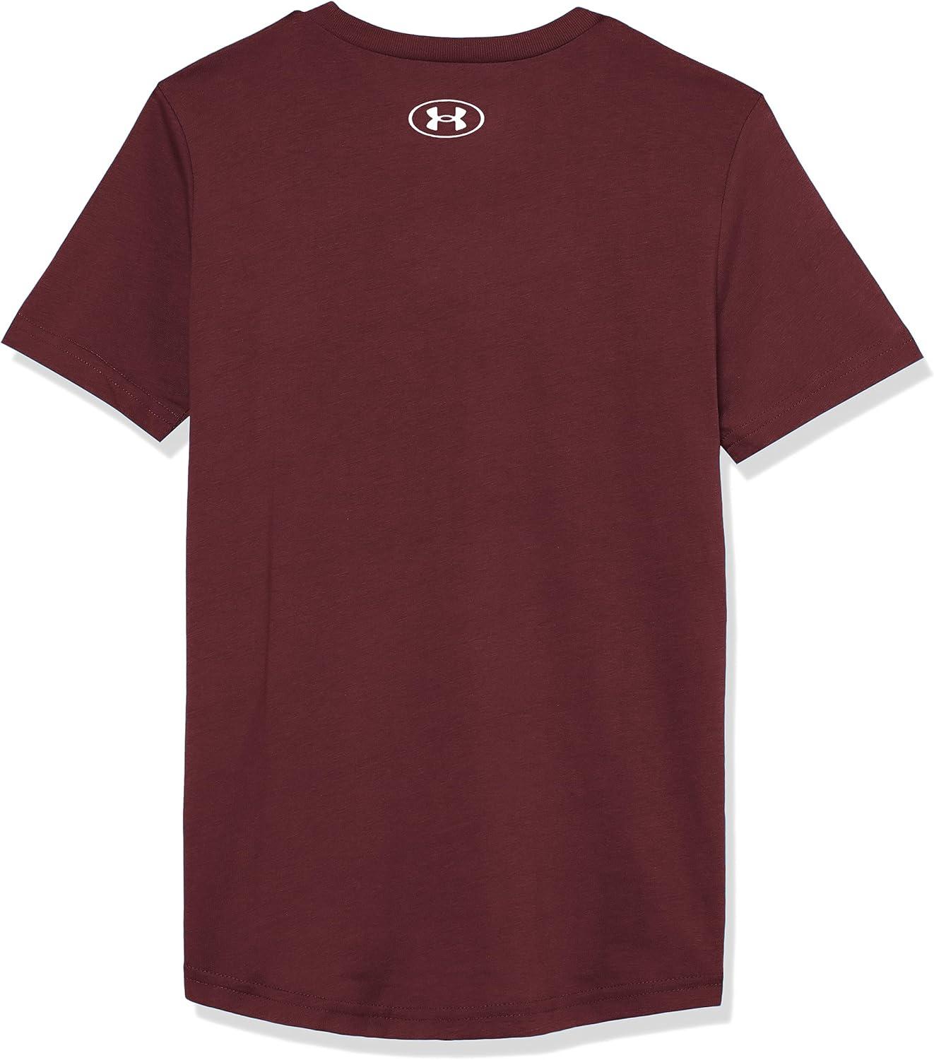 imageUnder Armour Boys Sportstyle Left Chest ShortSleeve TShirt600 Dark Maroon   White
