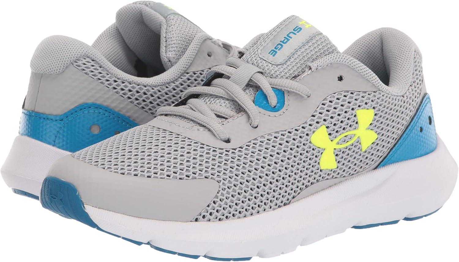 imageUnder Armour Boys Surge 3 Running ShoeMod Gray 100Highvis Yellow