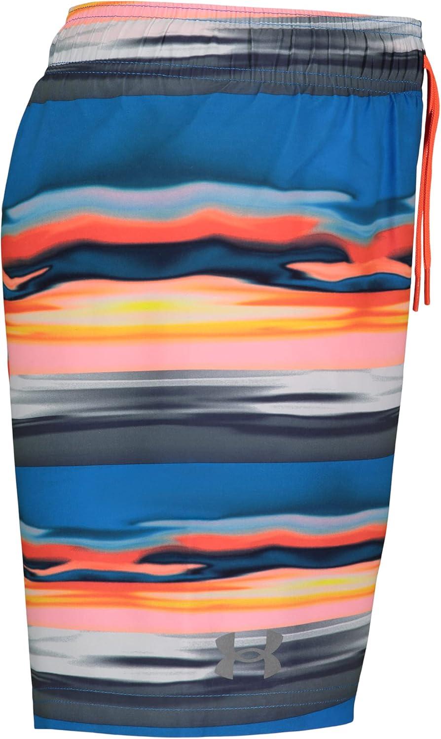 imageUnder Armour Boys Swim Trunk Shorts Lightweight ampamp Water Repelling Quick Dry MaterialBlue Circuit Stripe