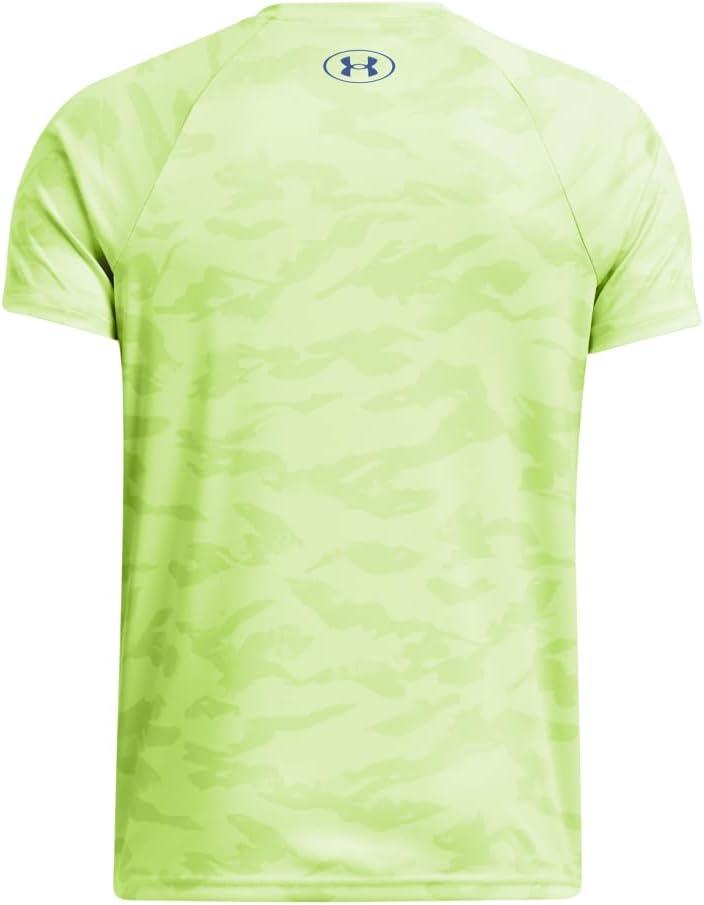 imageUnder Armour Boys Tech Big Logo Printed ShortSleeve TShirt304 Morph Green   Tech Blue