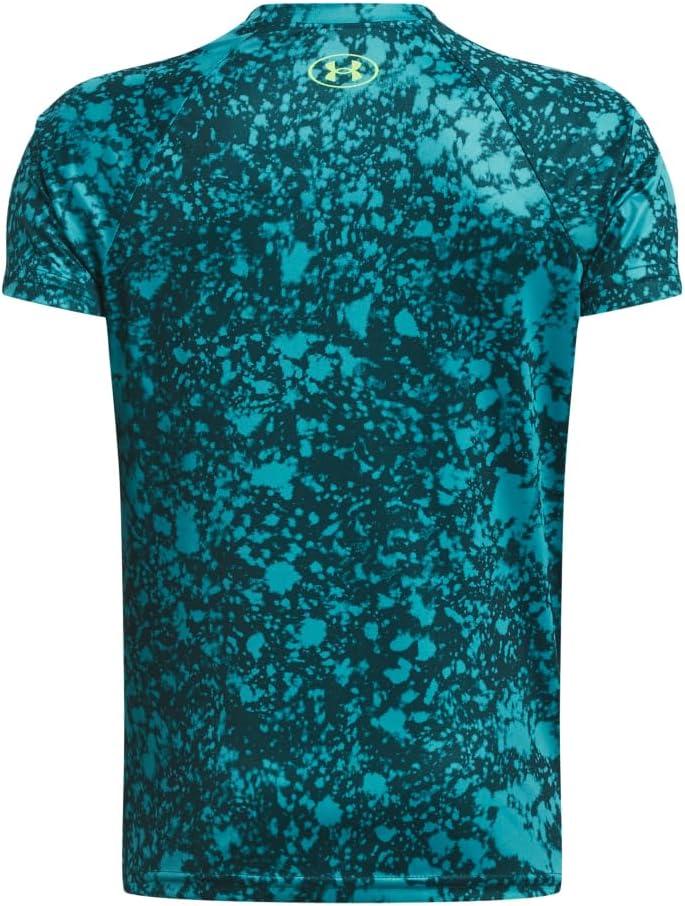 imageUnder Armour Boys Tech Big Logo Printed ShortSleeve TShirt449 Hydro Teal   High Vis Yellow