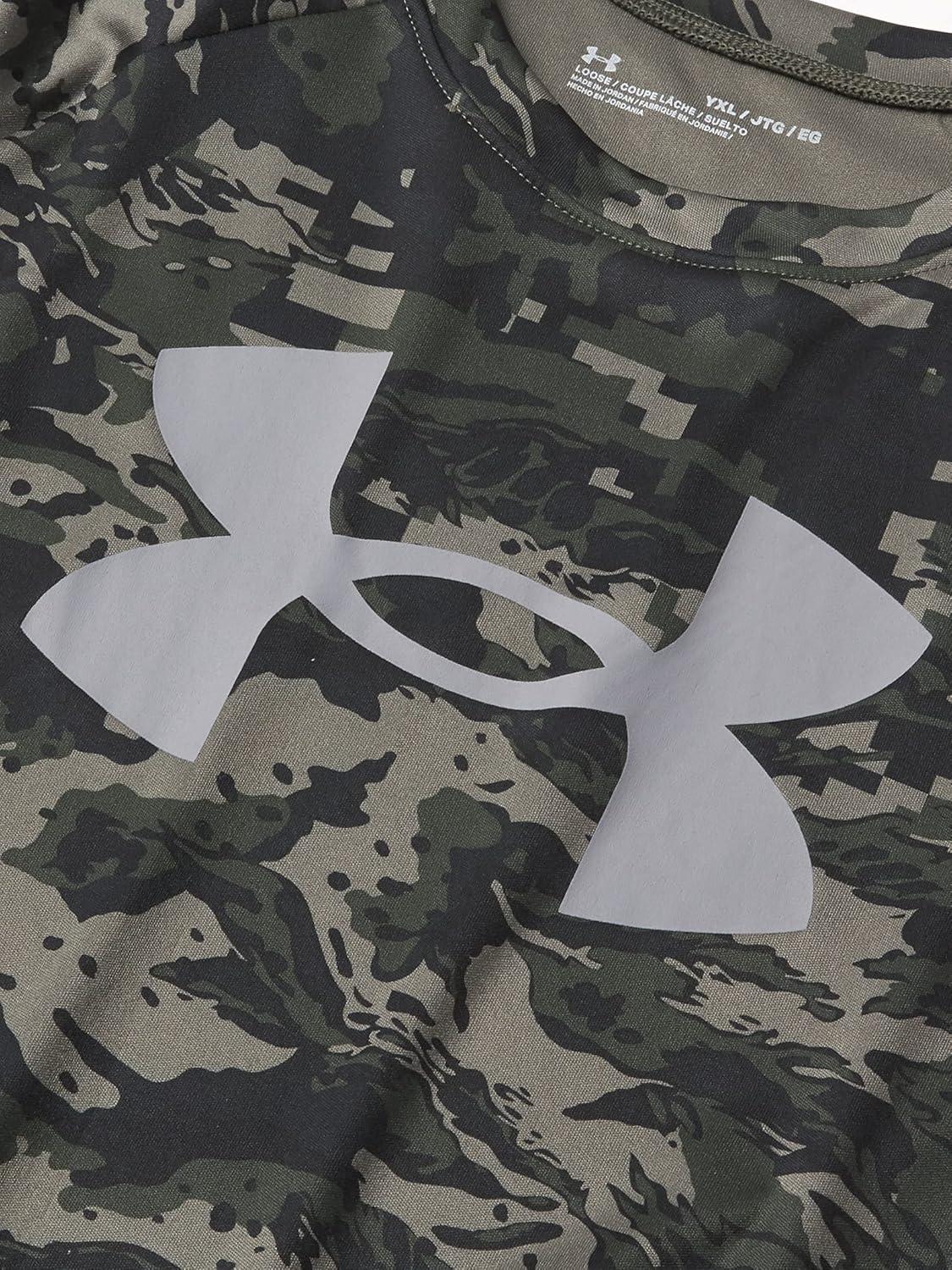 imageUnder Armour Boys Tech Big Logo Printed ShortSleeve TShirtMarine Od Green 390Concrete