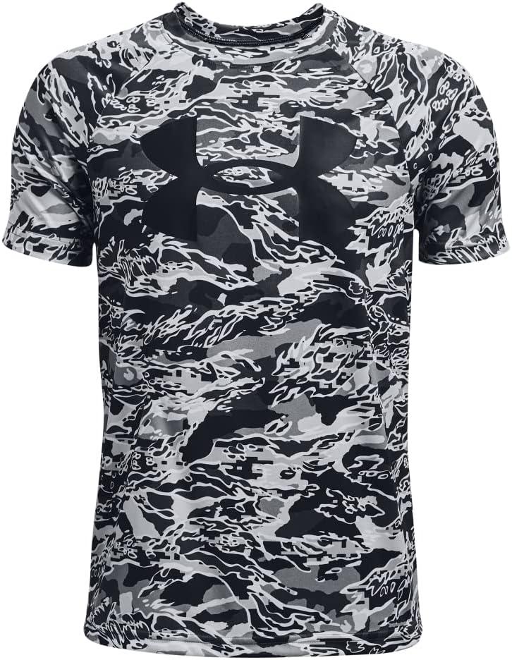 imageUnder Armour Boys Tech Big Logo Printed ShortSleeve TShirtPitch Gray 013Black
