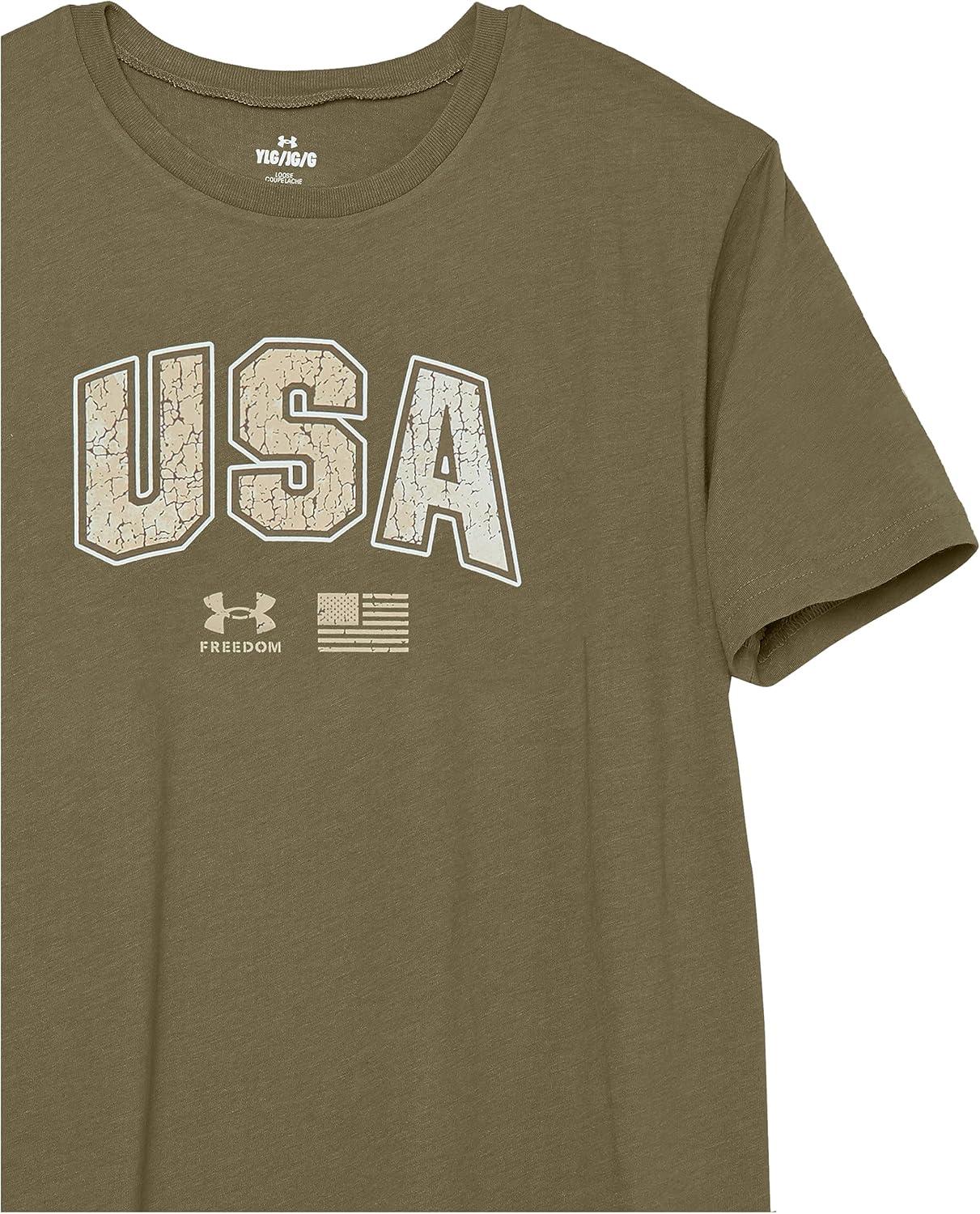 imageUnder Armour Freedom Eagle Boys TShirt390 Marine Od Green   Khaki Base