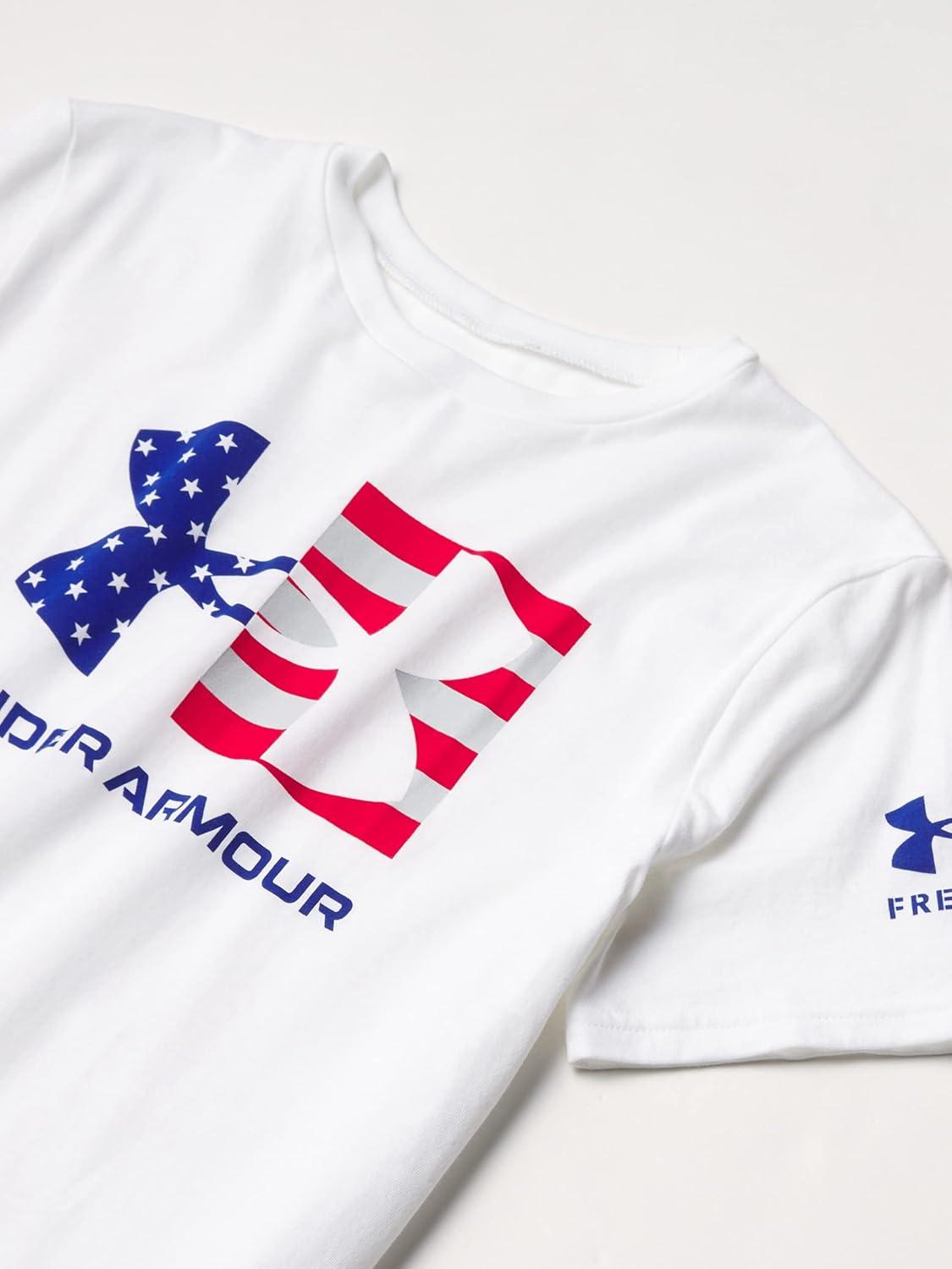 imageUnder Armour Freedom Flag Boys Short Sleeve TShirtWhite 100Royal