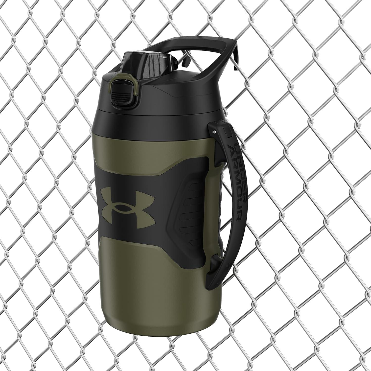 imageUnder Armour Half Gallon Water Bottle Insulated 64oz Insulated Water Bottle with Handle Sports Water Jug Fence Hook Leak Resistant for Baseball Football ampamp MoreMarine OD Green