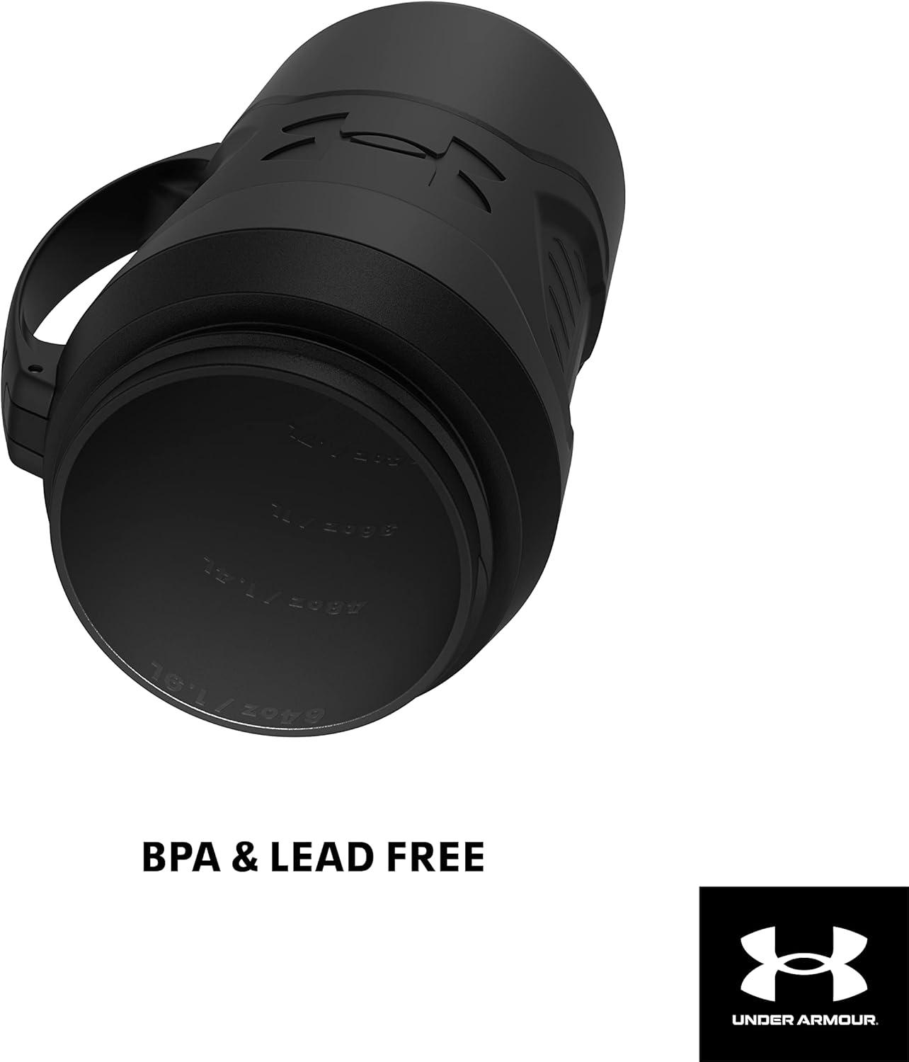 imageUnder Armour Half Gallon Water Bottle Insulated 64oz Insulated Water Bottle with Handle Sports Water Jug Fence Hook Leak Resistant for Baseball Football ampamp MoreWhiteBlack