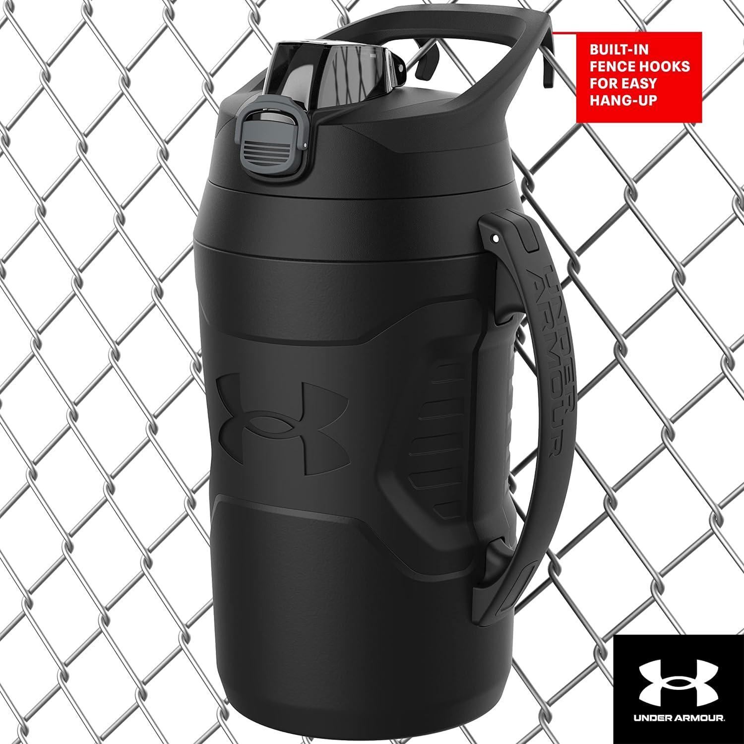 imageUnder Armour Half Gallon Water Bottle Insulated 64oz Insulated Water Bottle with Handle Sports Water Jug Fence Hook Leak Resistant for Baseball Football ampamp MoreAcademyBlack