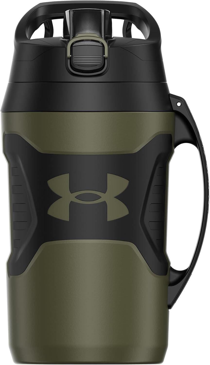 imageUnder Armour Half Gallon Water Bottle Insulated 64oz Insulated Water Bottle with Handle Sports Water Jug Fence Hook Leak Resistant for Baseball Football ampamp MoreMarine OD Green