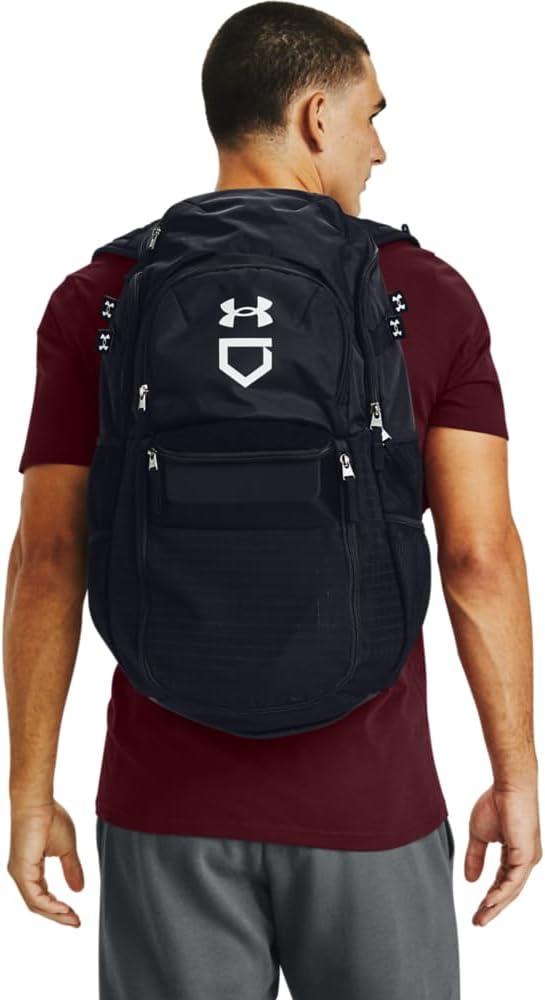 imageUnder Armour mens Yard Baseball Backpack  Black 001White  One SizeBlack 001White
