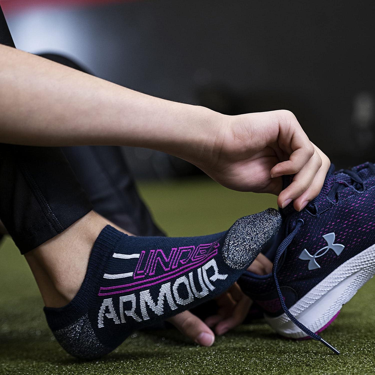 imageUnder Armour unisexchild Essential 20 Lightweight No Show Socks 6pairsSocksPink SandsWhiteHalo Gray