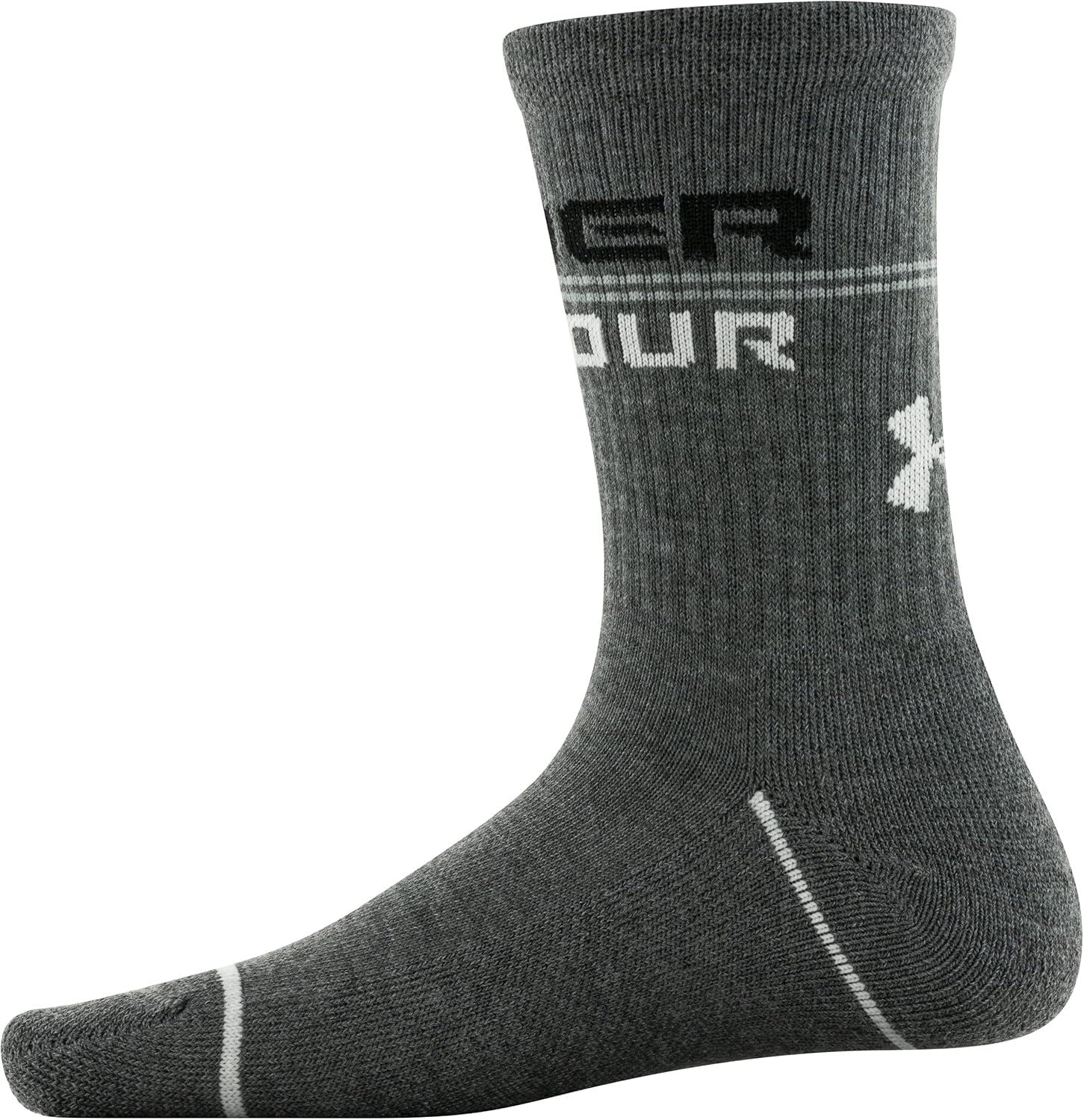 imageUnder Armour unisexchild Phenom Crew Socks 3pairsPitch Gray 1 Assorted