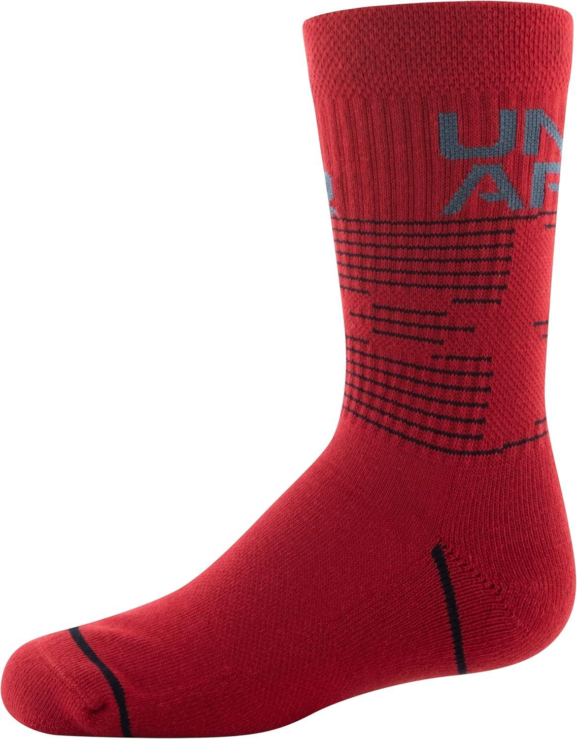 imageUnder Armour unisexchild Phenom Crew Socks 3pairsRedBlack Assorted
