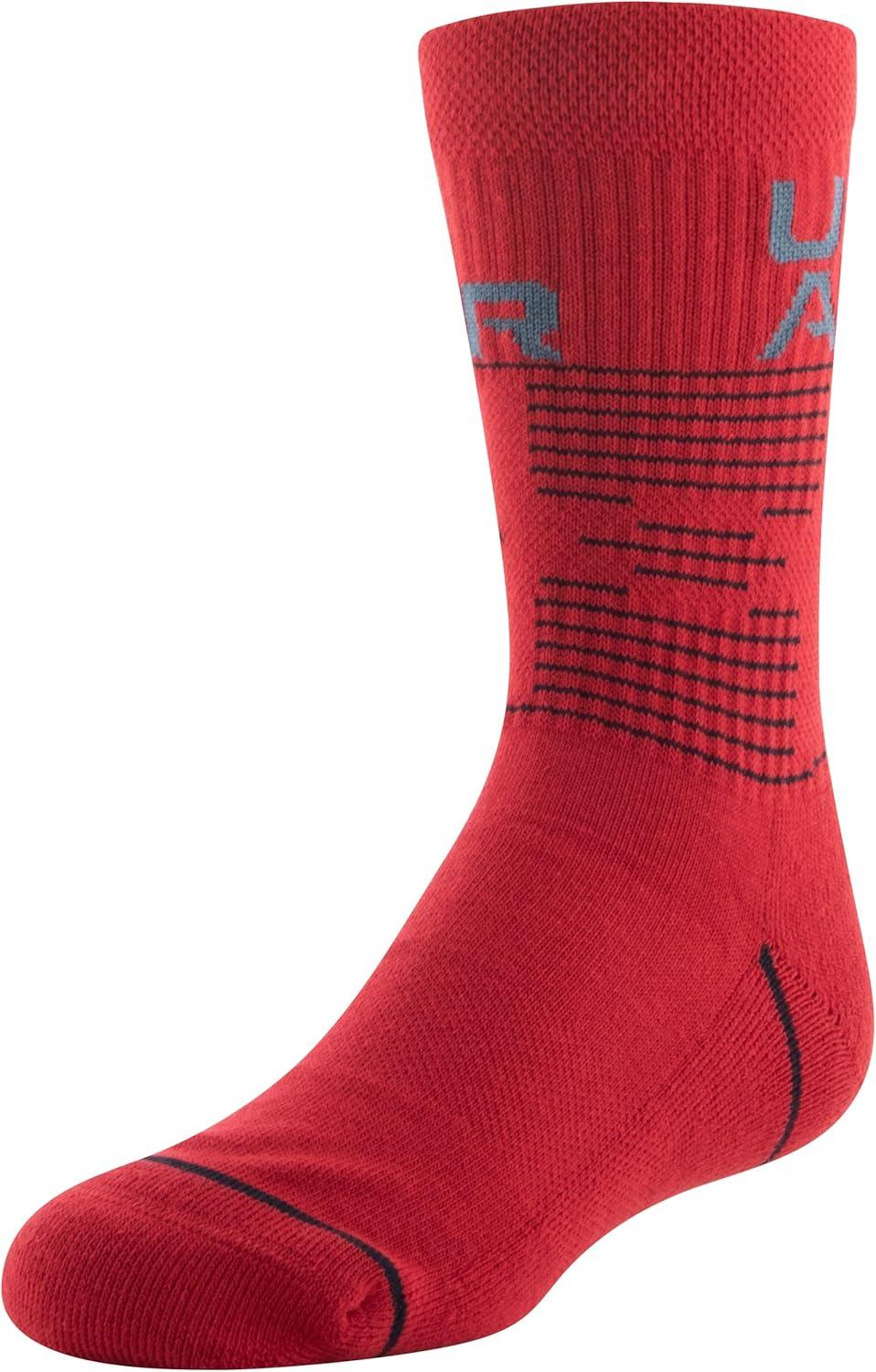 imageUnder Armour unisexchild Phenom Crew Socks 3pairsRedBlack Assorted