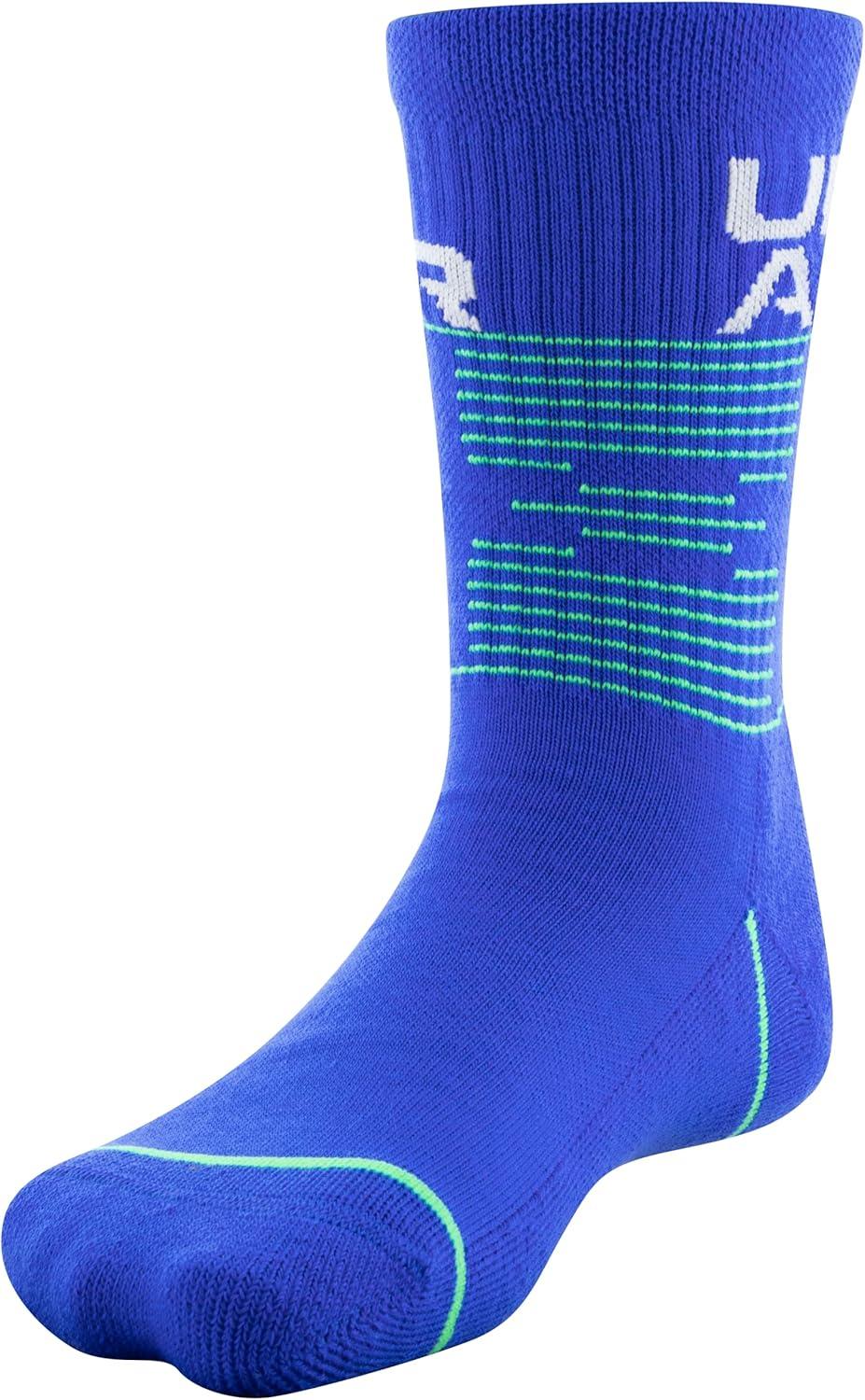 imageUnder Armour unisexchild Phenom Crew Socks 3pairsVersa Blue Assorted