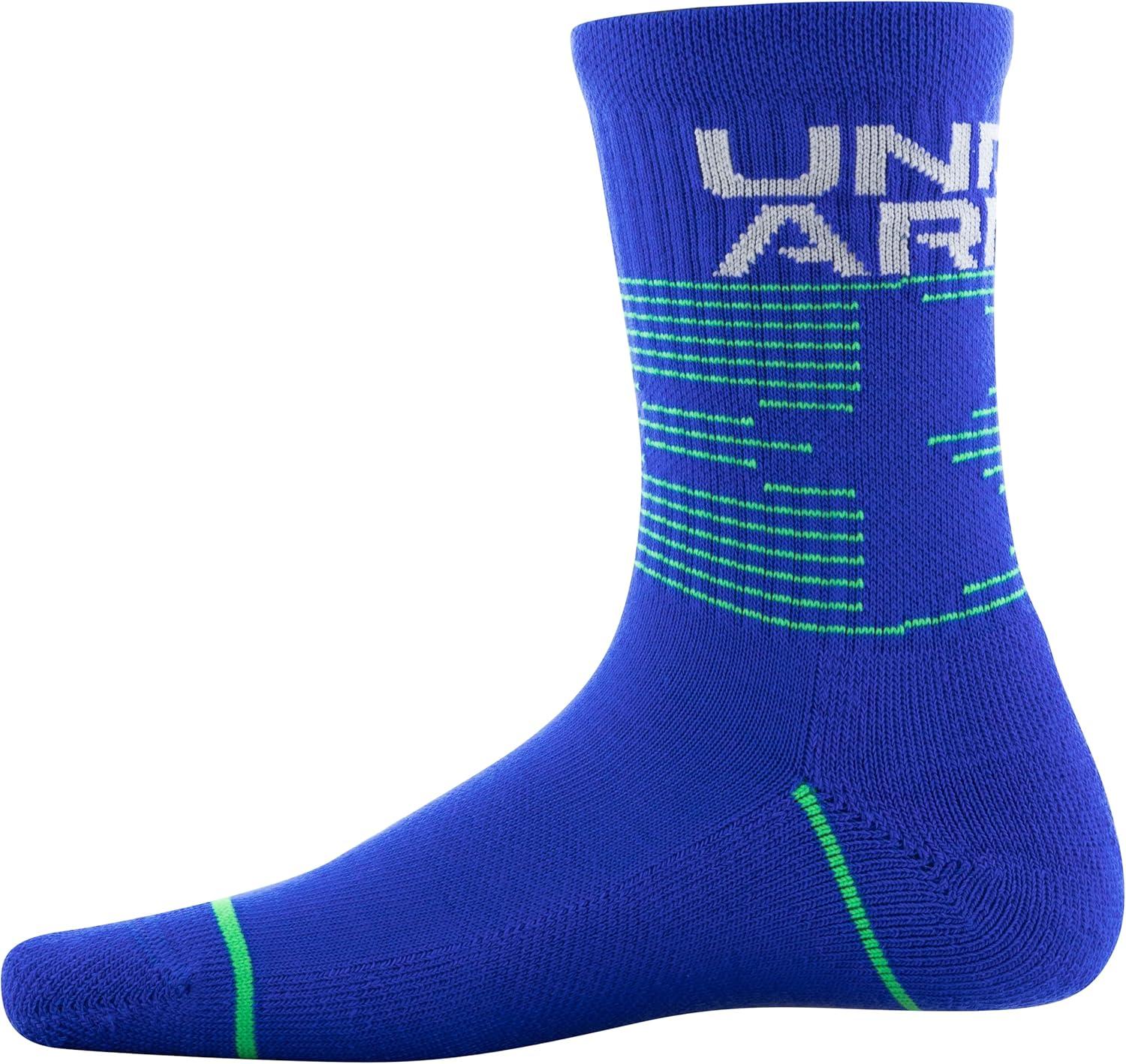 imageUnder Armour unisexchild Phenom Crew Socks 3pairsVersa Blue Assorted
