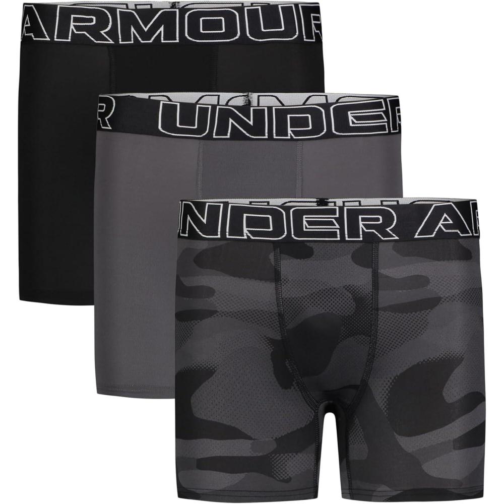 imageUnder Armour Boys Big Performance Boxer Briefs Lightweight ampamp Smooth Stretch FitCamo Multi Three Pack
